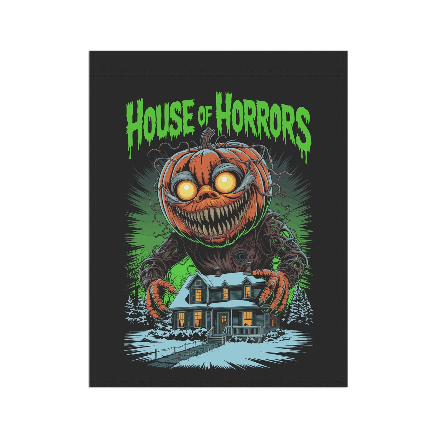 House Of Horrors Halloween Garden Banner, Spooky Outdoor Decor, Fall Flag, Yard Art, Pumpkin Decorations