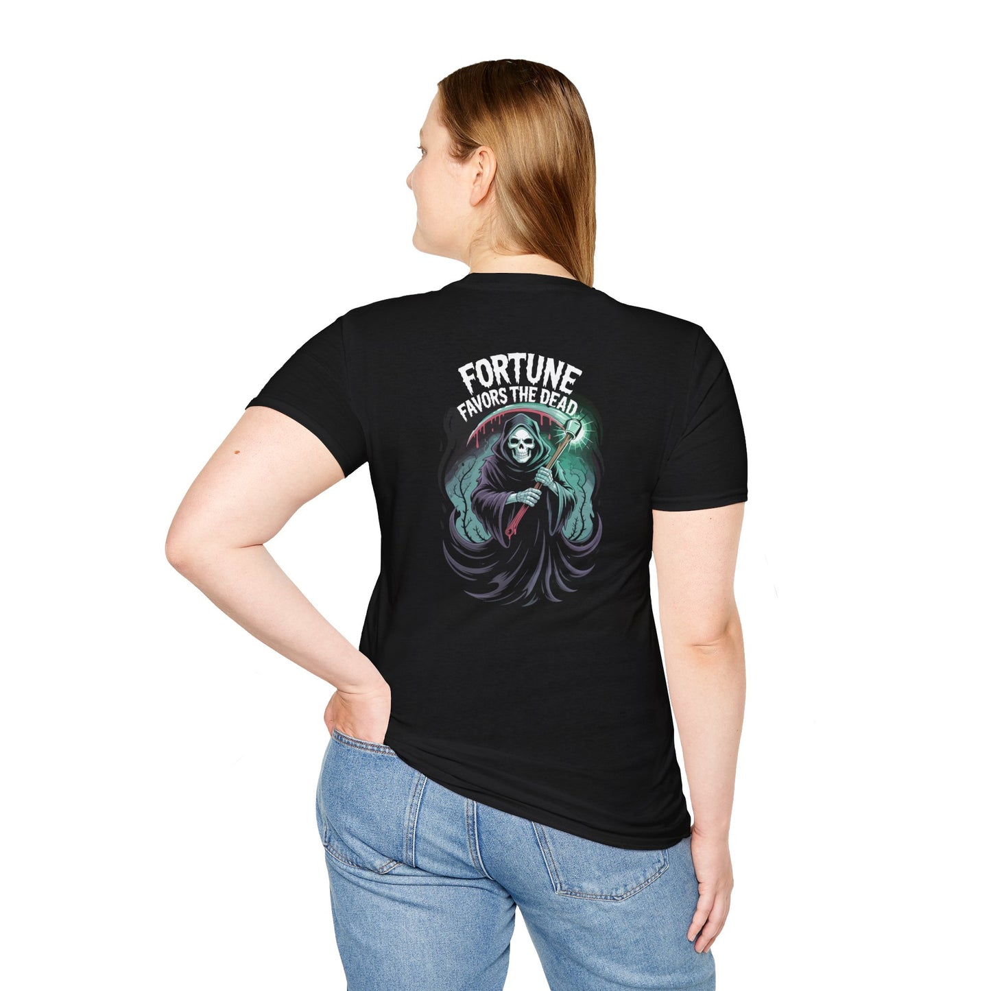 Fortune Favors The Dead Graphic Halloween T-Shirt