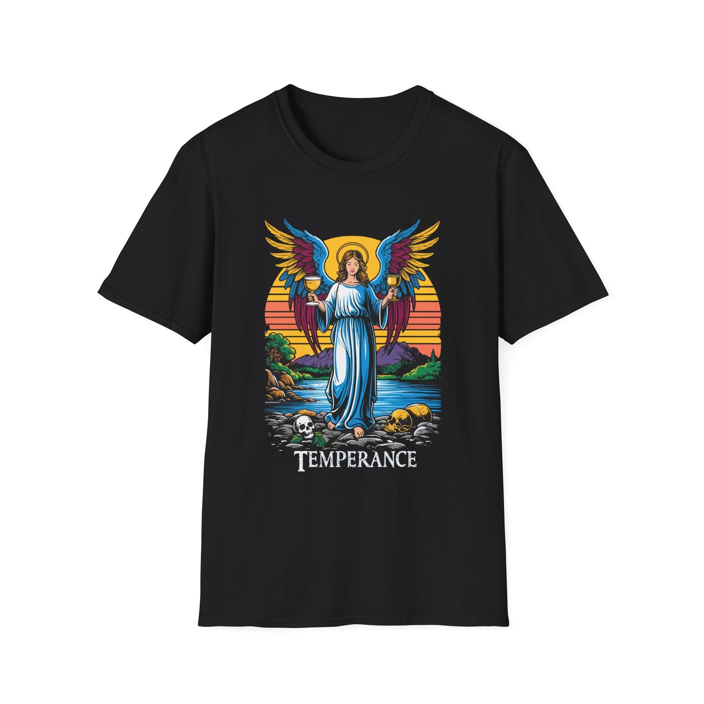 Temperance Angel Design Spiritual Apparel Mindfulness Unisex Softstyle T-Shirt