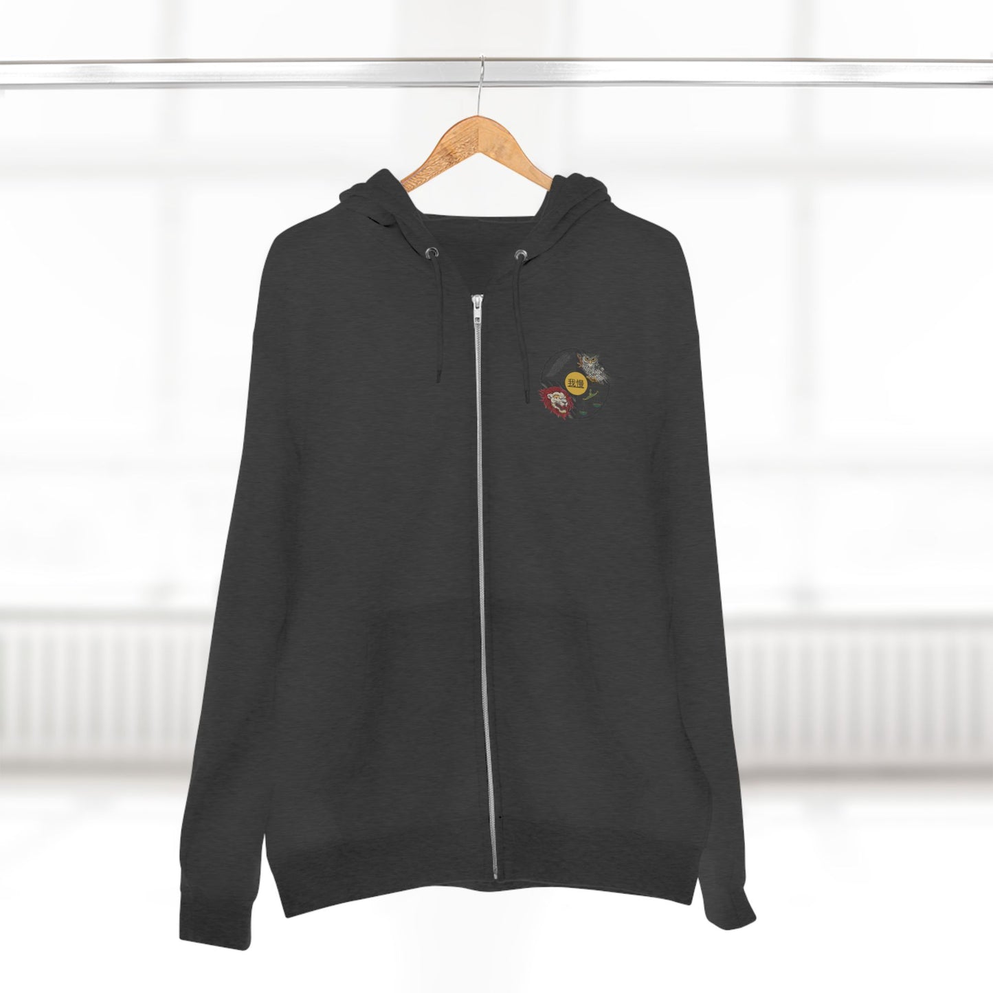 Warrior Spirit Samurai Bear Kanji Japanese Rising Sun Zip Hoodie