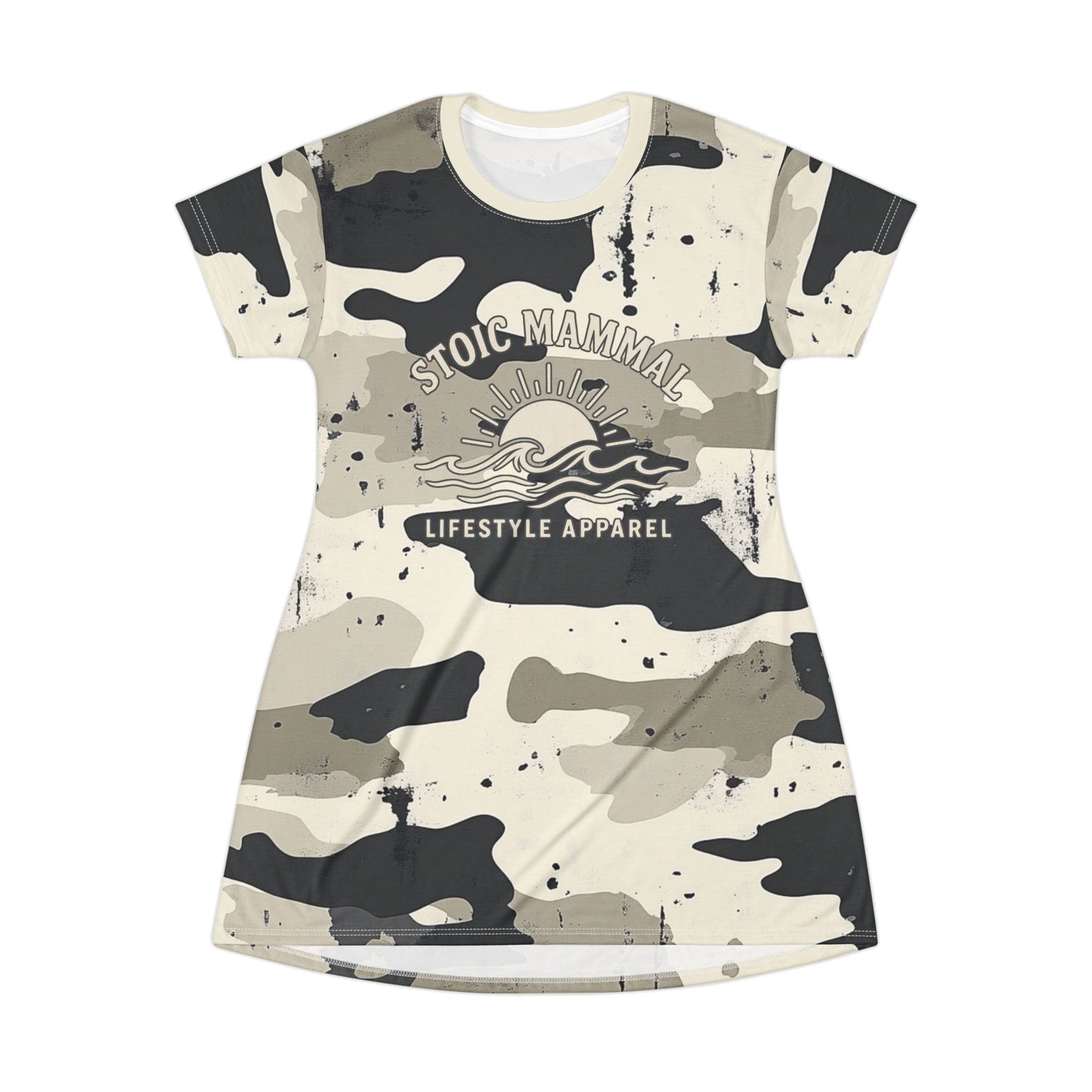 Sunkissed Camo T-Shirt Dress – Stoic Mammal Beachwear for Sunbathing & Summer Relaxation