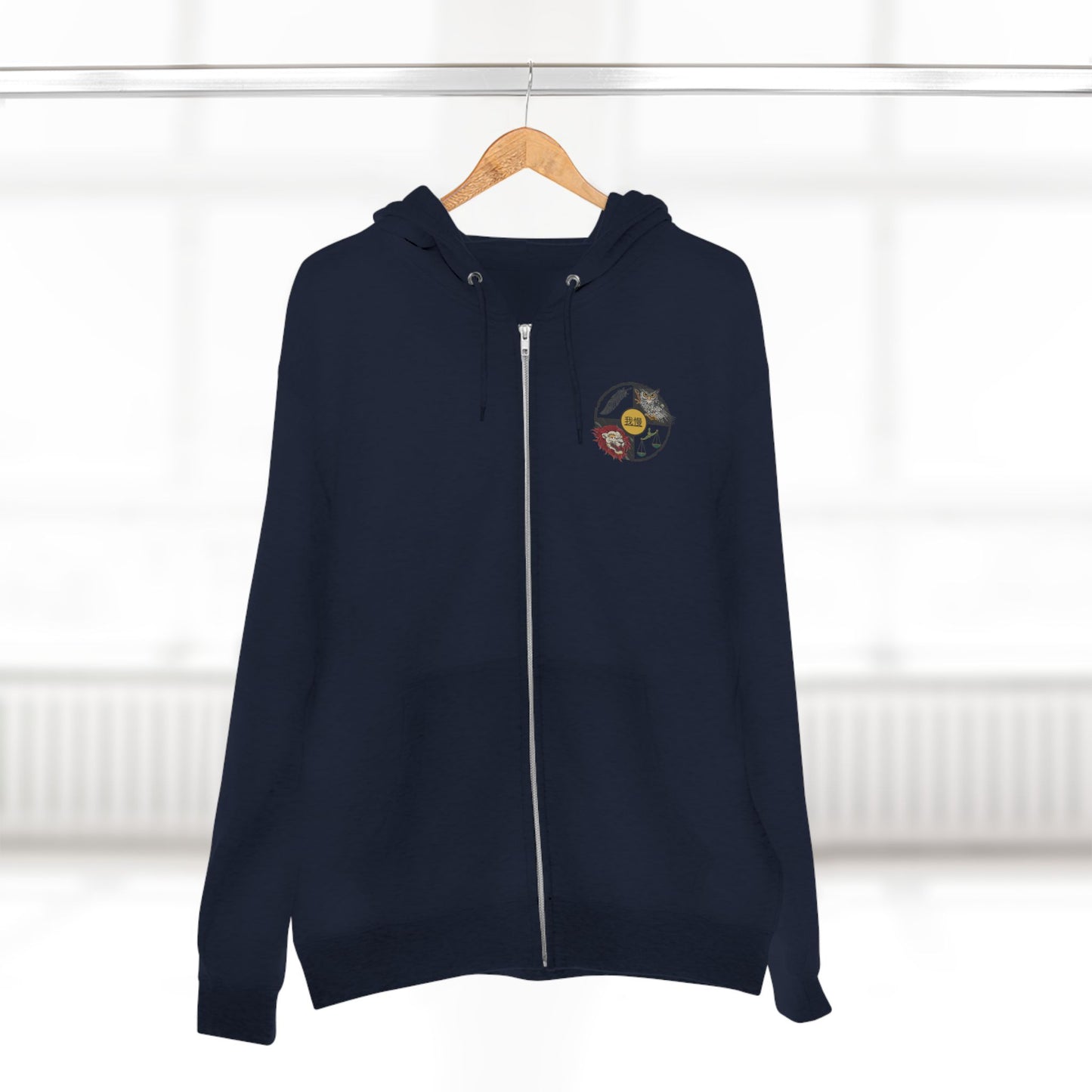 Warrior Spirit Samurai Bear Kanji Japanese Rising Sun Zip Hoodie