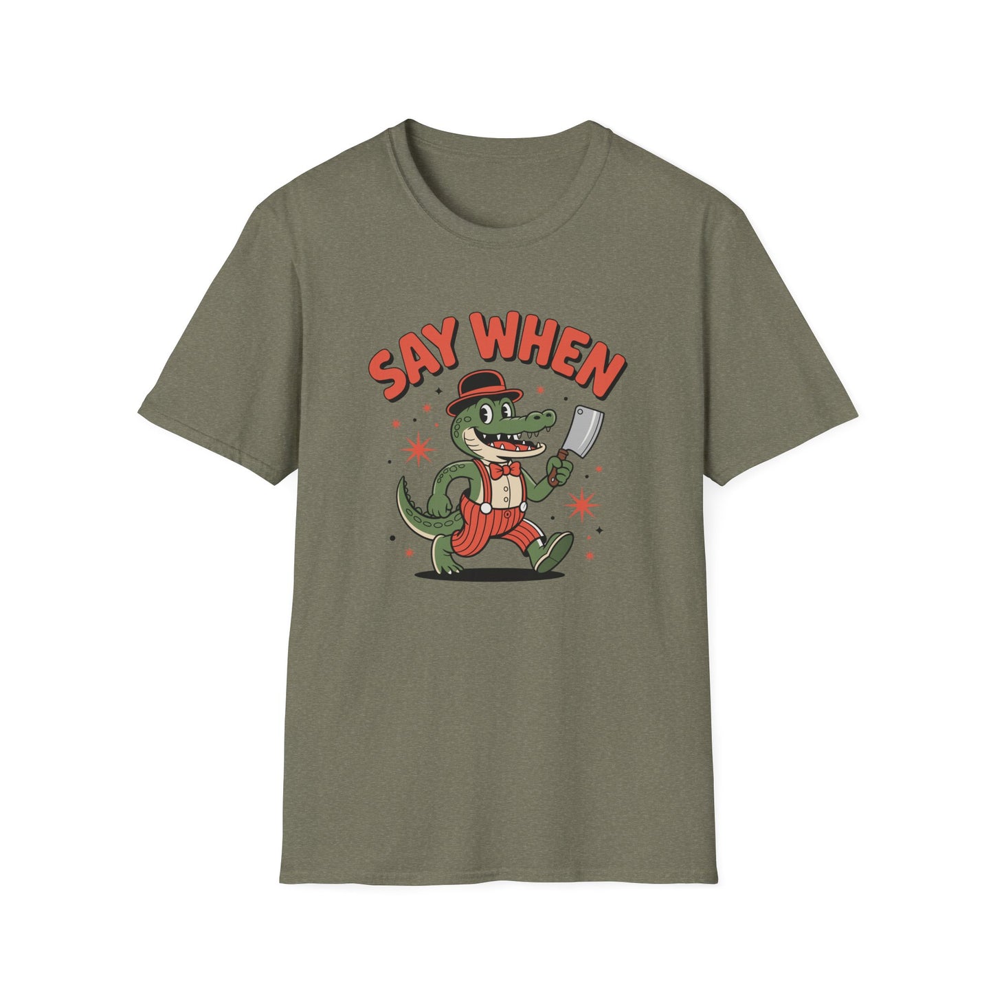 Snappy Joe Say When T-Shirt Retro Crocodile Cartoon Cleaver Tee