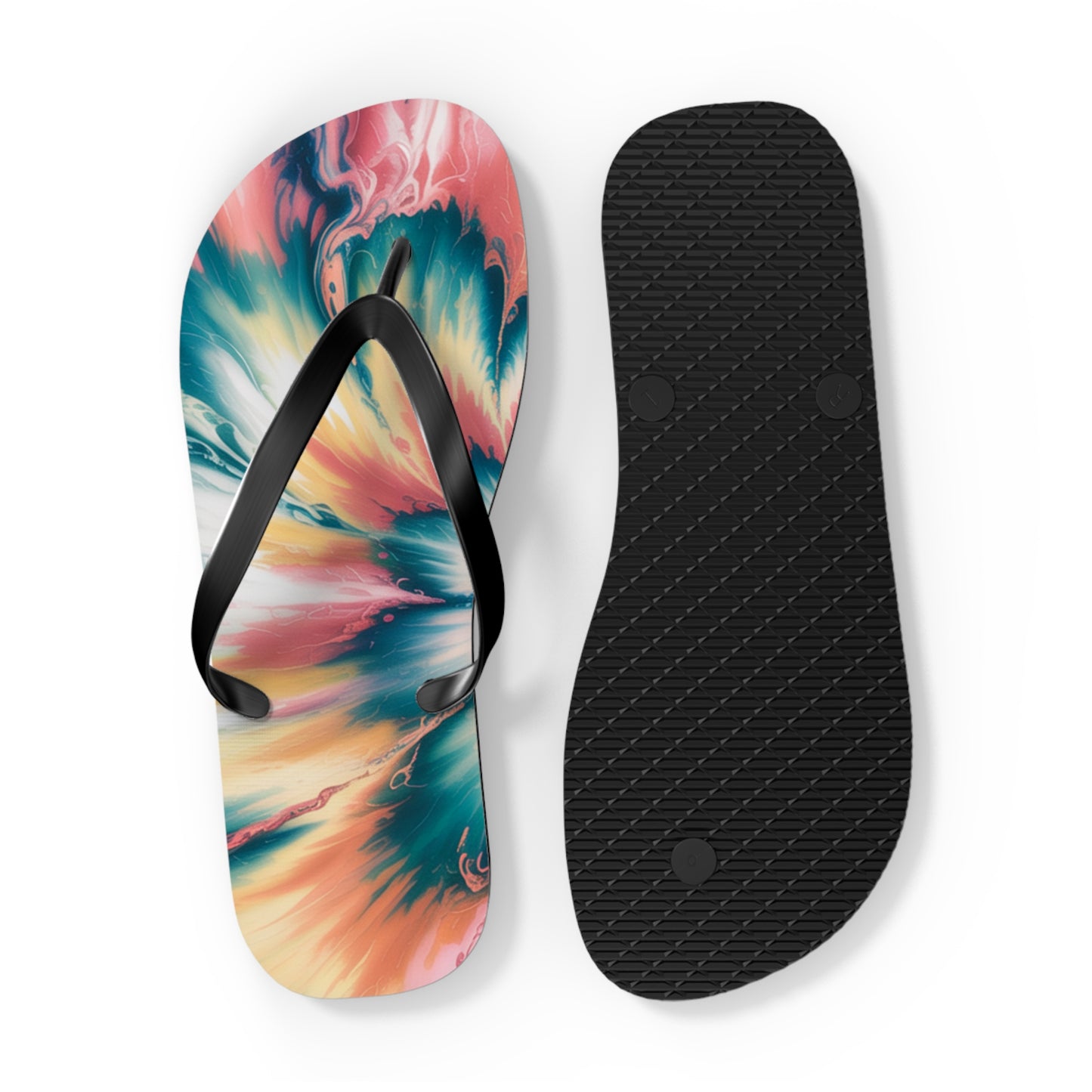 Vibrant Tie-Dye Flip Flops for Summer Fun, Beach Sandals, Vacation Footwear, Pool Party Accessories, Festival Style