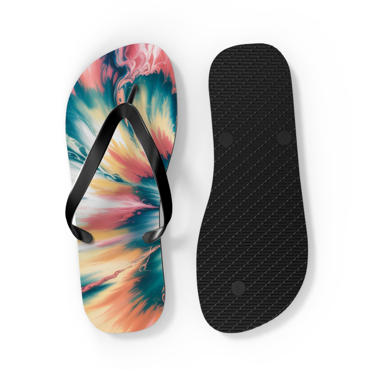 Vibrant Tie-Dye Flip Flops for Summer Fun, Beach Sandals, Vacation Footwear, Pool Party Accessories, Festival Style