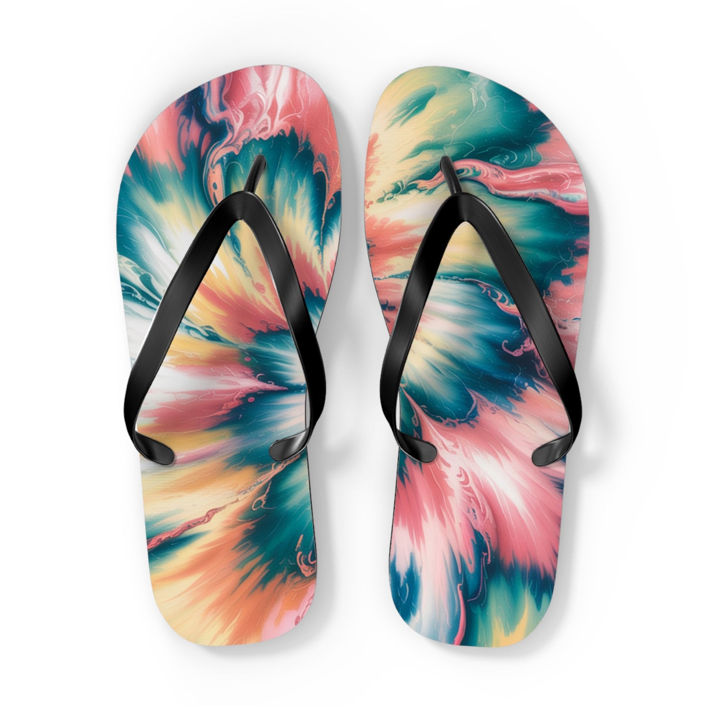 Vibrant Tie-Dye Flip Flops for Summer Fun, Beach Sandals, Vacation Footwear, Pool Party Accessories, Festival Style