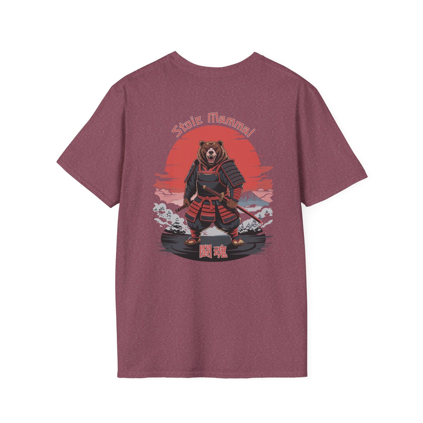 Warrior Spirit Samurai Bear T-Shirt Kanji Japanese Rising Sun Graphic Tee