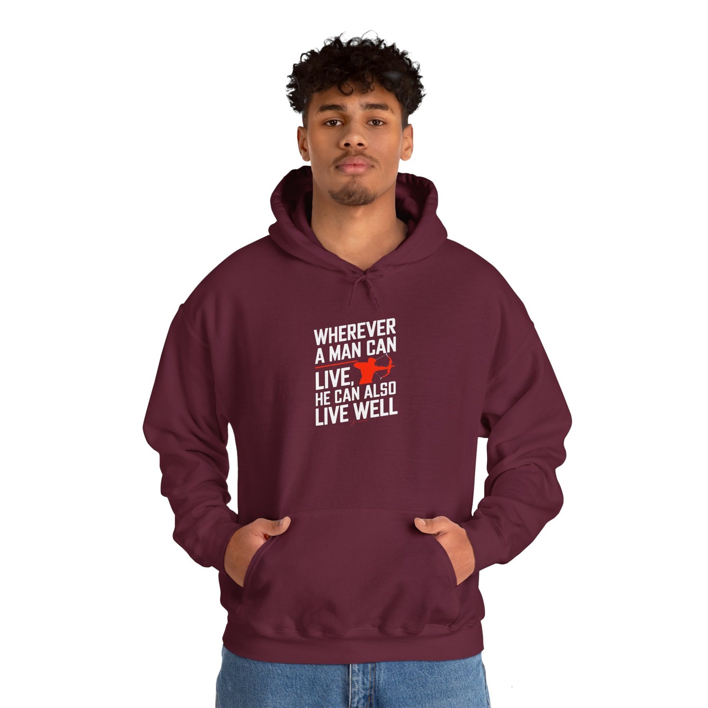 Archer Wherever a man can live, he can also live well Hooded Sweatshirt