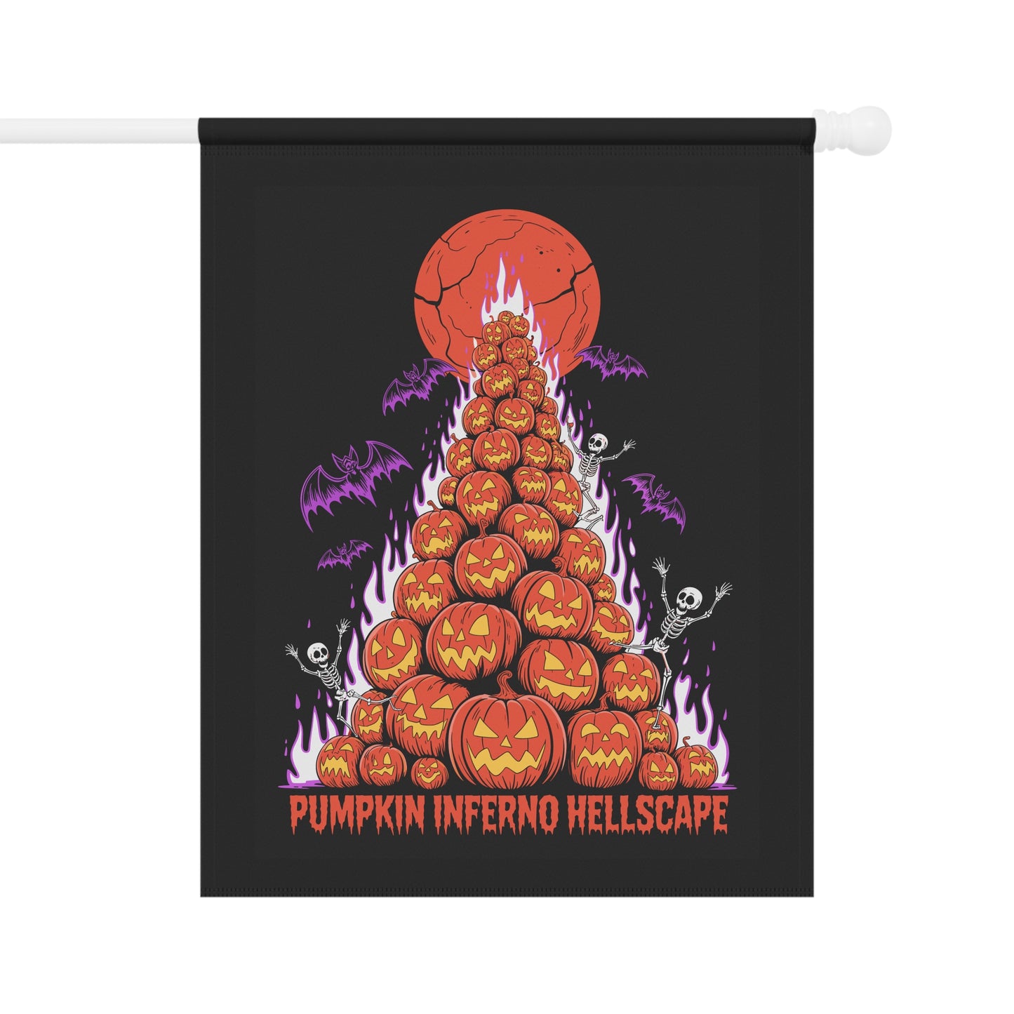 Pumpkin Inferno Hellscape Halloween Garden Banner, Spooky Outdoor Decor, Fall Flag, Fear the Flame Yard Art, Pumpkin Decorations
