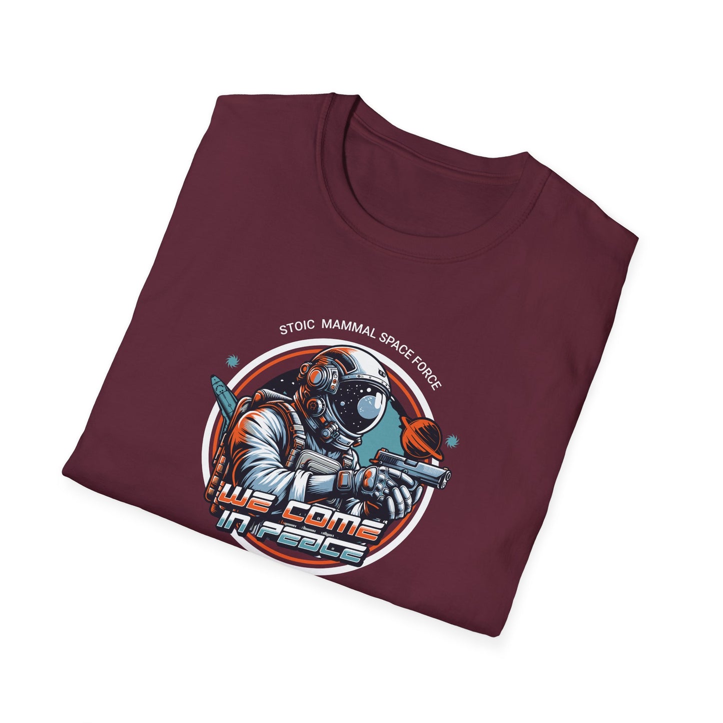 We Come In Peace Retro Stoic Mammal Space Force T-Shirt