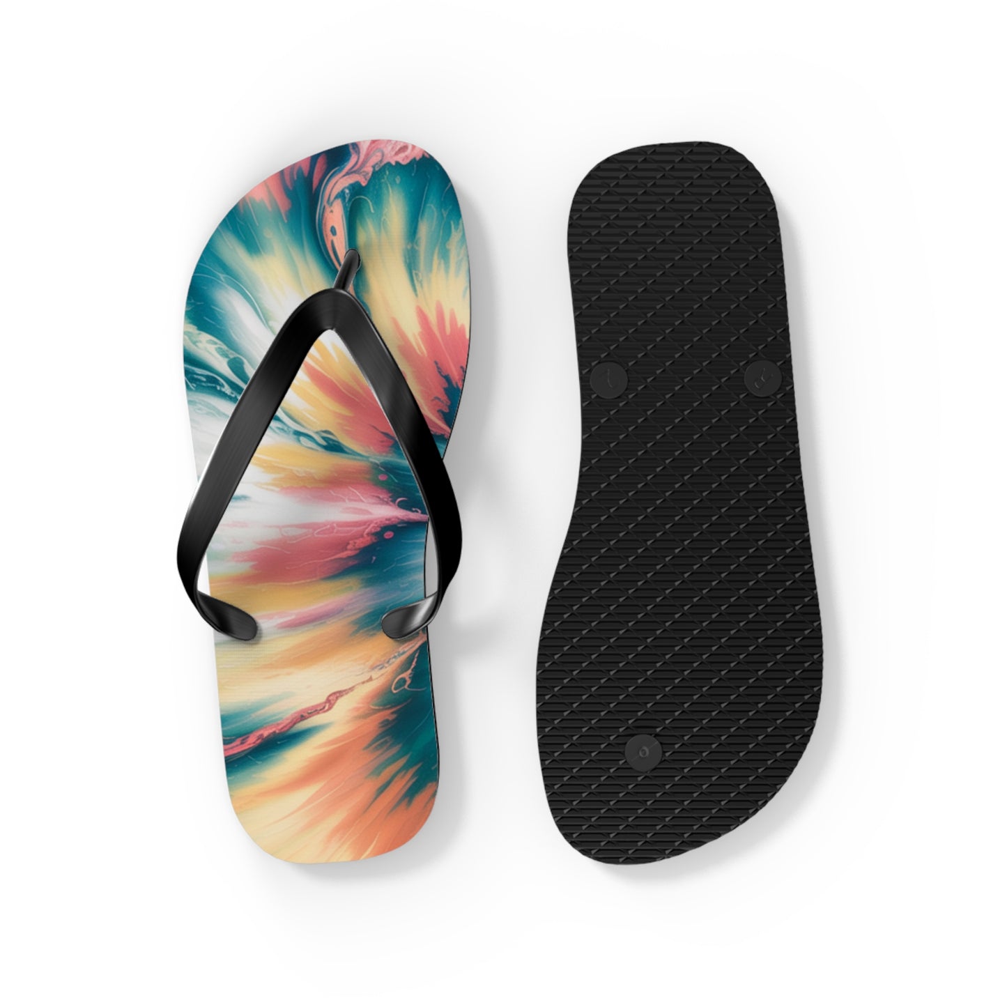 Vibrant Tie-Dye Flip Flops for Summer Fun, Beach Sandals, Vacation Footwear, Pool Party Accessories, Festival Style