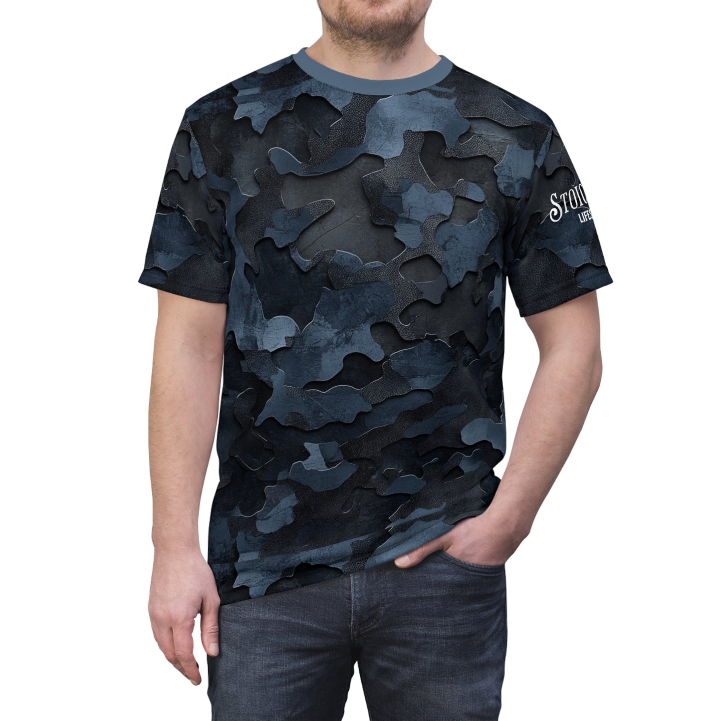Aqua Phantom Camo Stealth Marine Ops Unisex Cut & Sew Tee