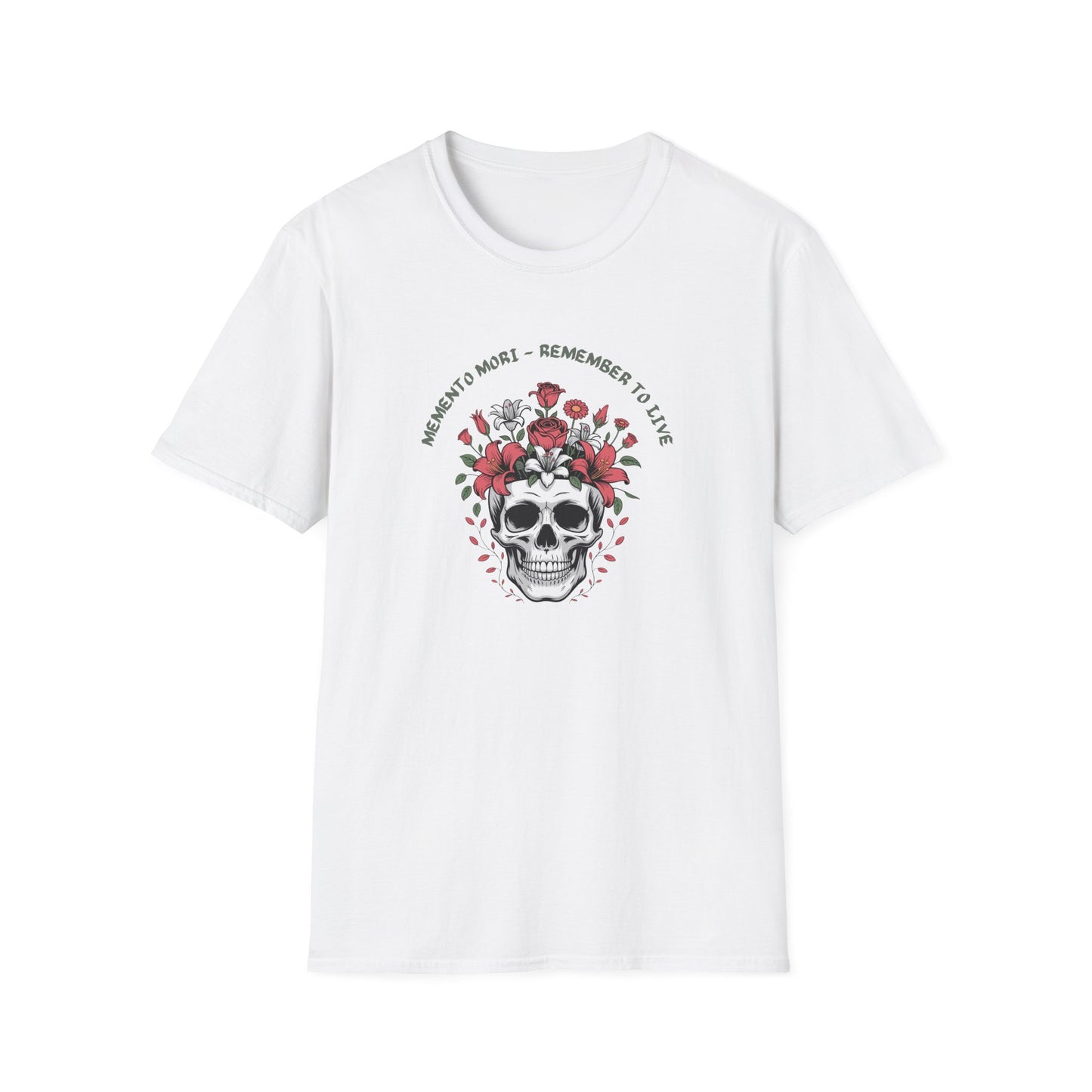 Memento Mori Floral Skull Tattoo Art T-Shirt#2