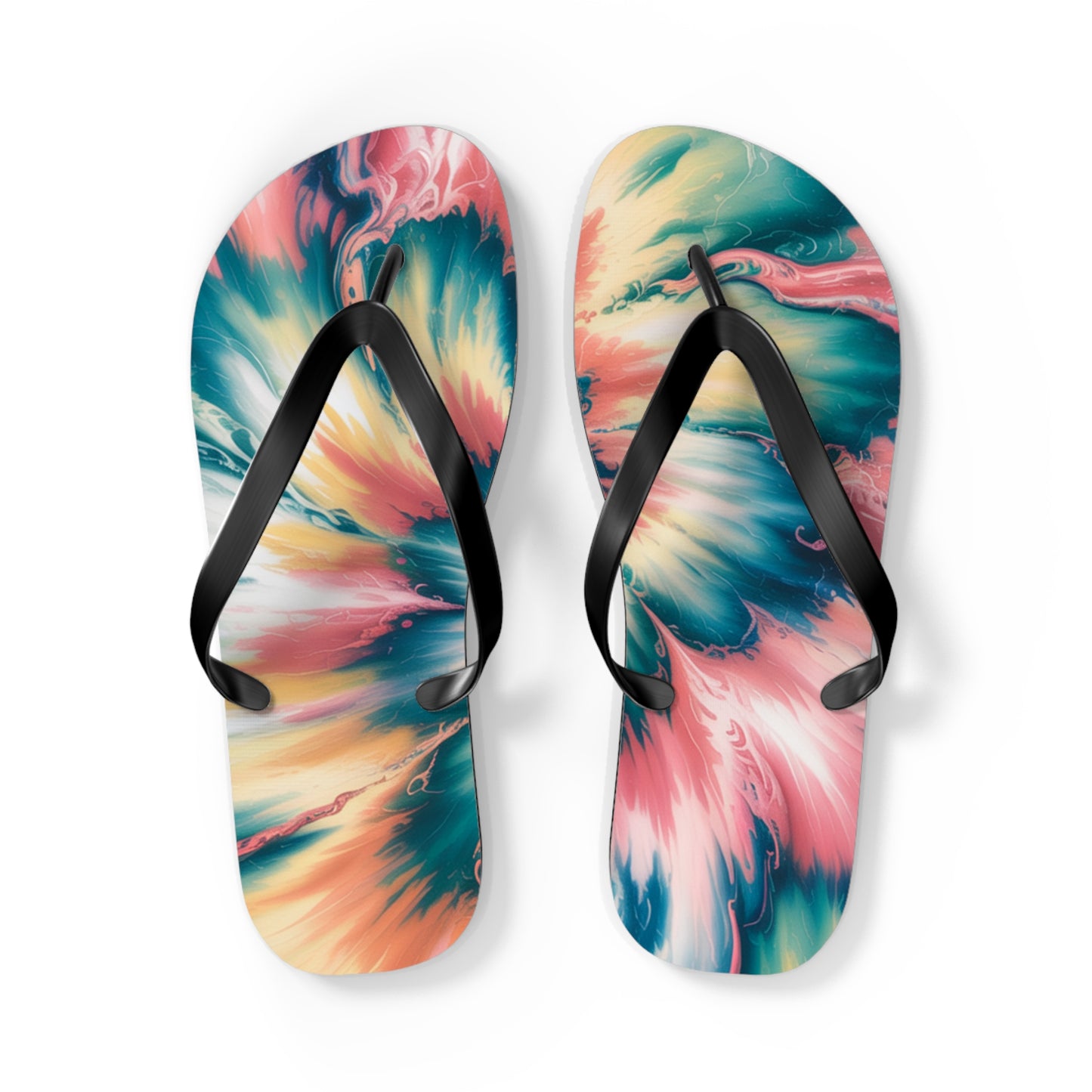 Vibrant Tie-Dye Flip Flops for Summer Fun, Beach Sandals, Vacation Footwear, Pool Party Accessories, Festival Style