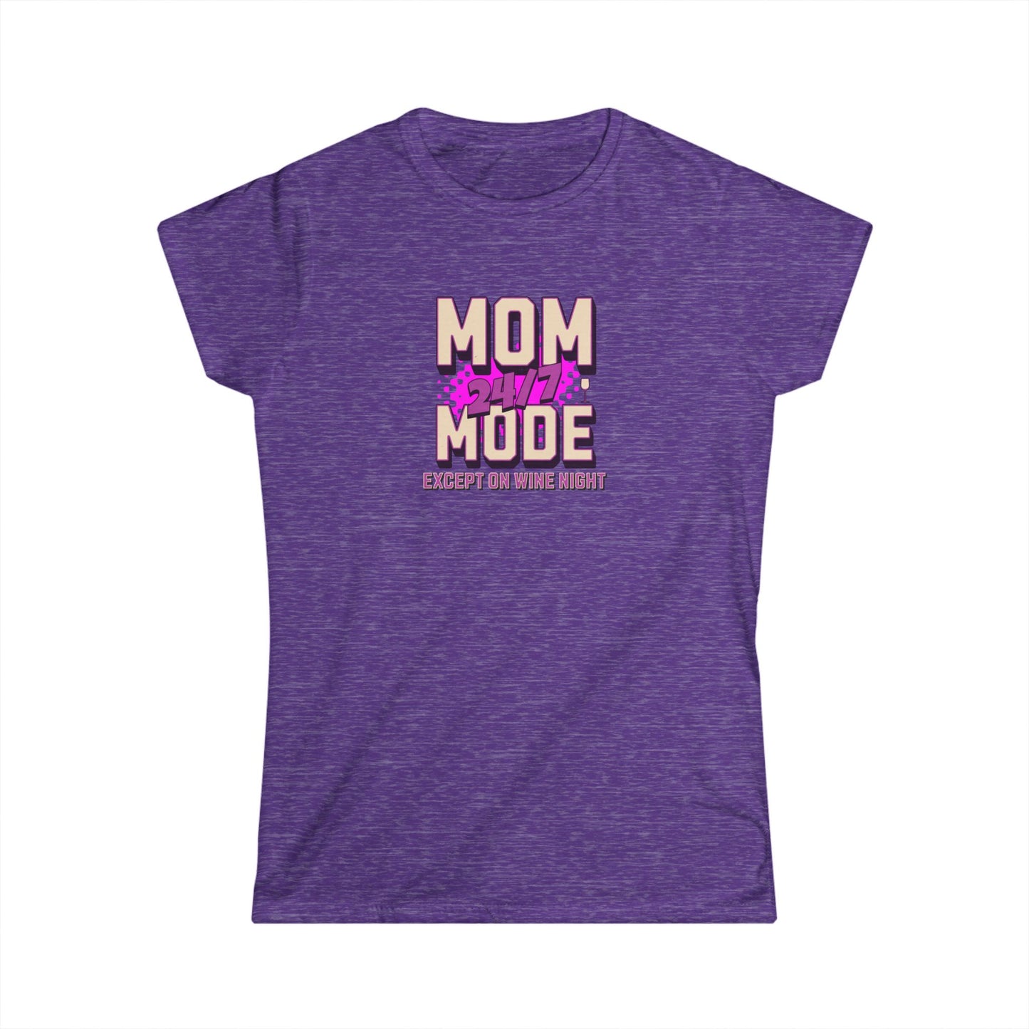 Mom Mode 24/7 Funny Mom T-Shirt, Cute Gift for Mothers Day, Casual Women's Tee, Wine Lover Shirt, Relaxed Fit