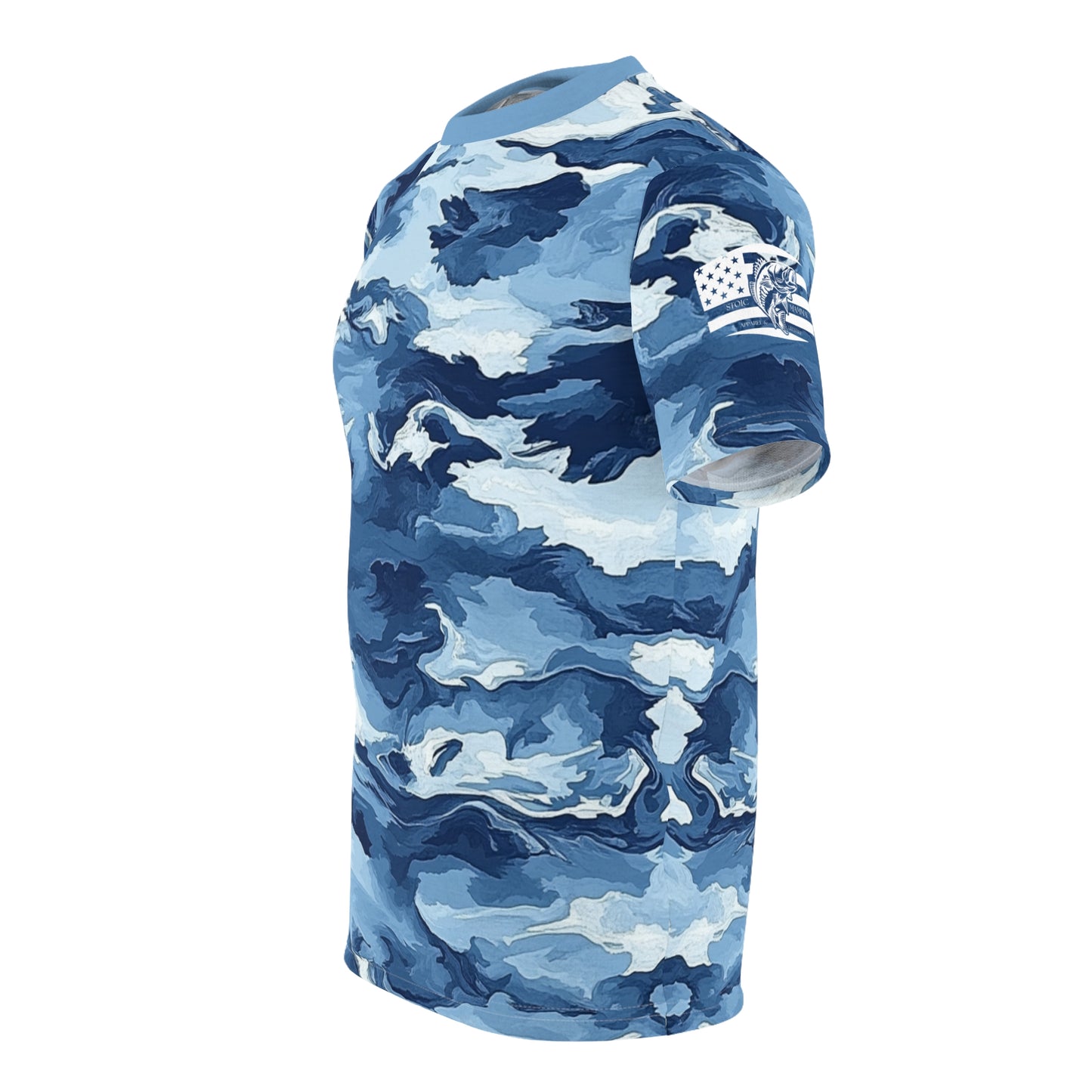 Open Water Mirage Camo Deep Blue Disruption Cut & Sew Tee