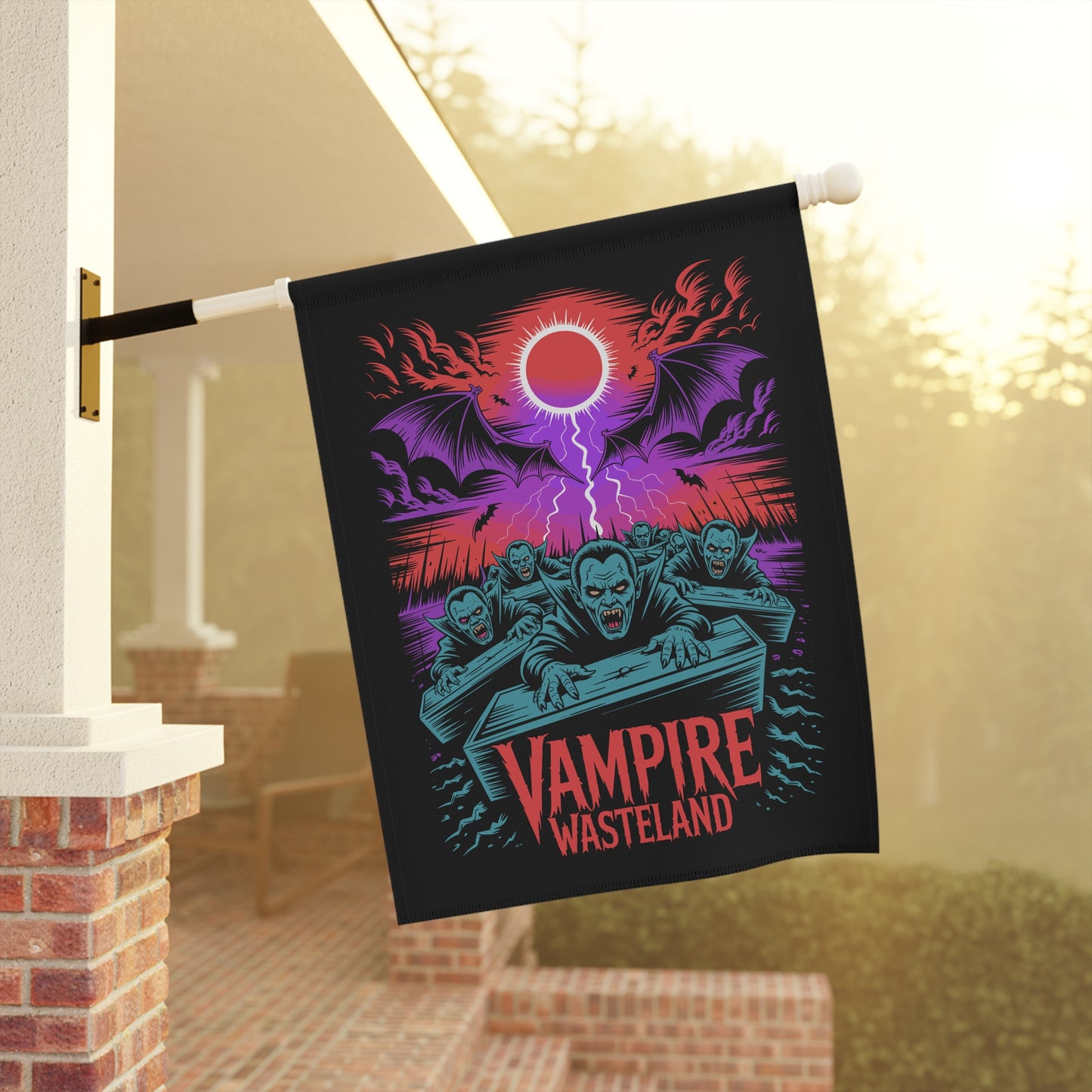 Vampire Wasteland Halloween Garden Banner, Spooky Outdoor Decor, Fall Flag, Yard Art, Pumpkin Decorations