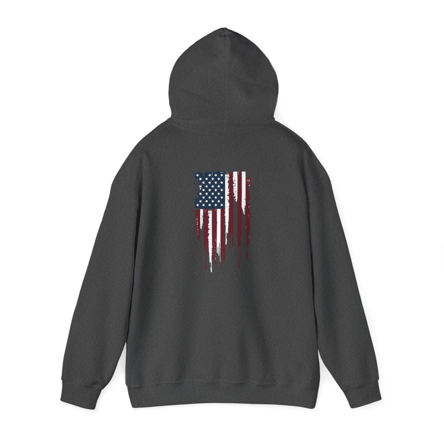 Distressed Grungy American Back Piece Flag Stoic Mammal Unisex Heavy Blend™ Hooded Sweatshirt