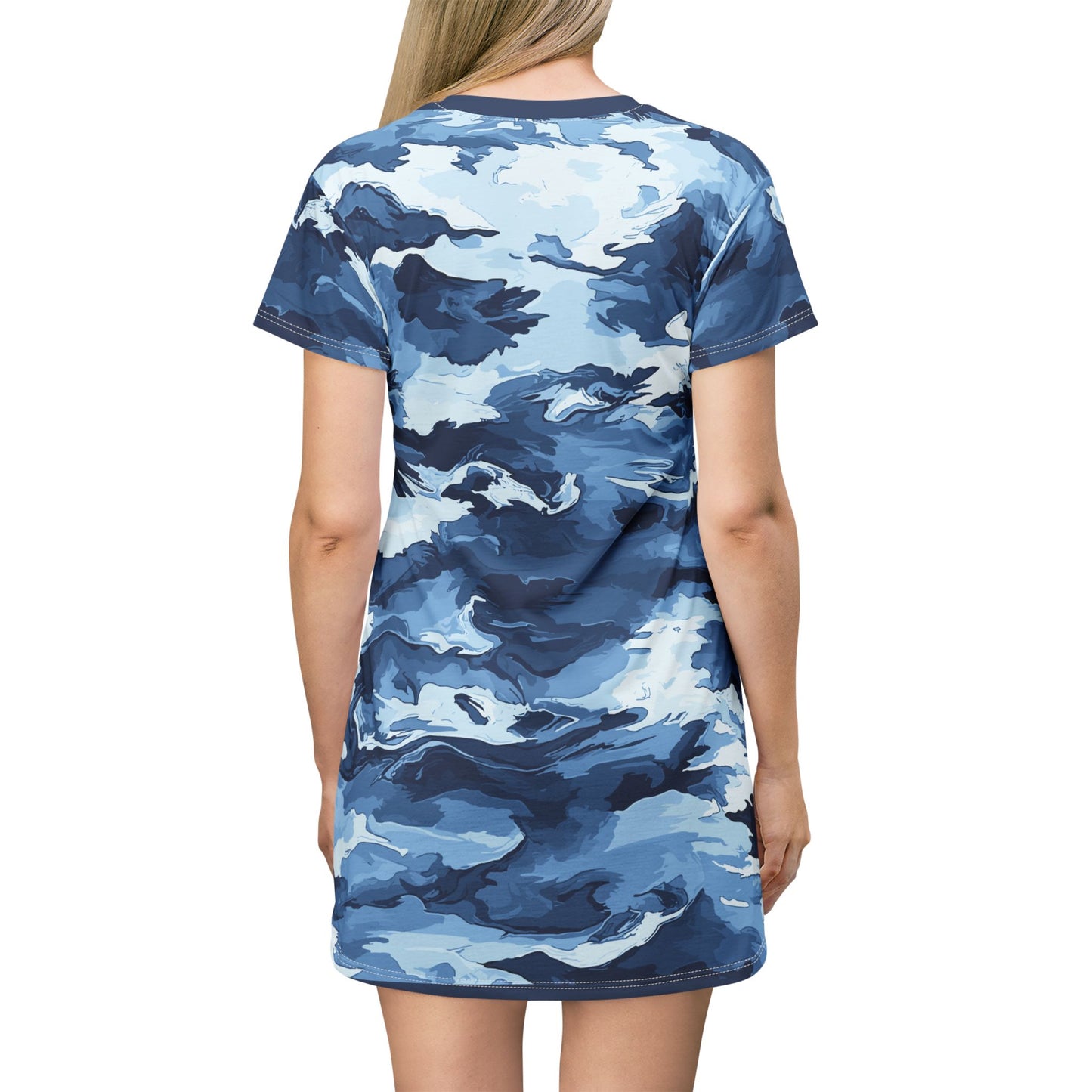 Sun & Surf Stoic Mammal T-Shirt Dress – Nautical Camo for Beach, Boating & Summer Vibes