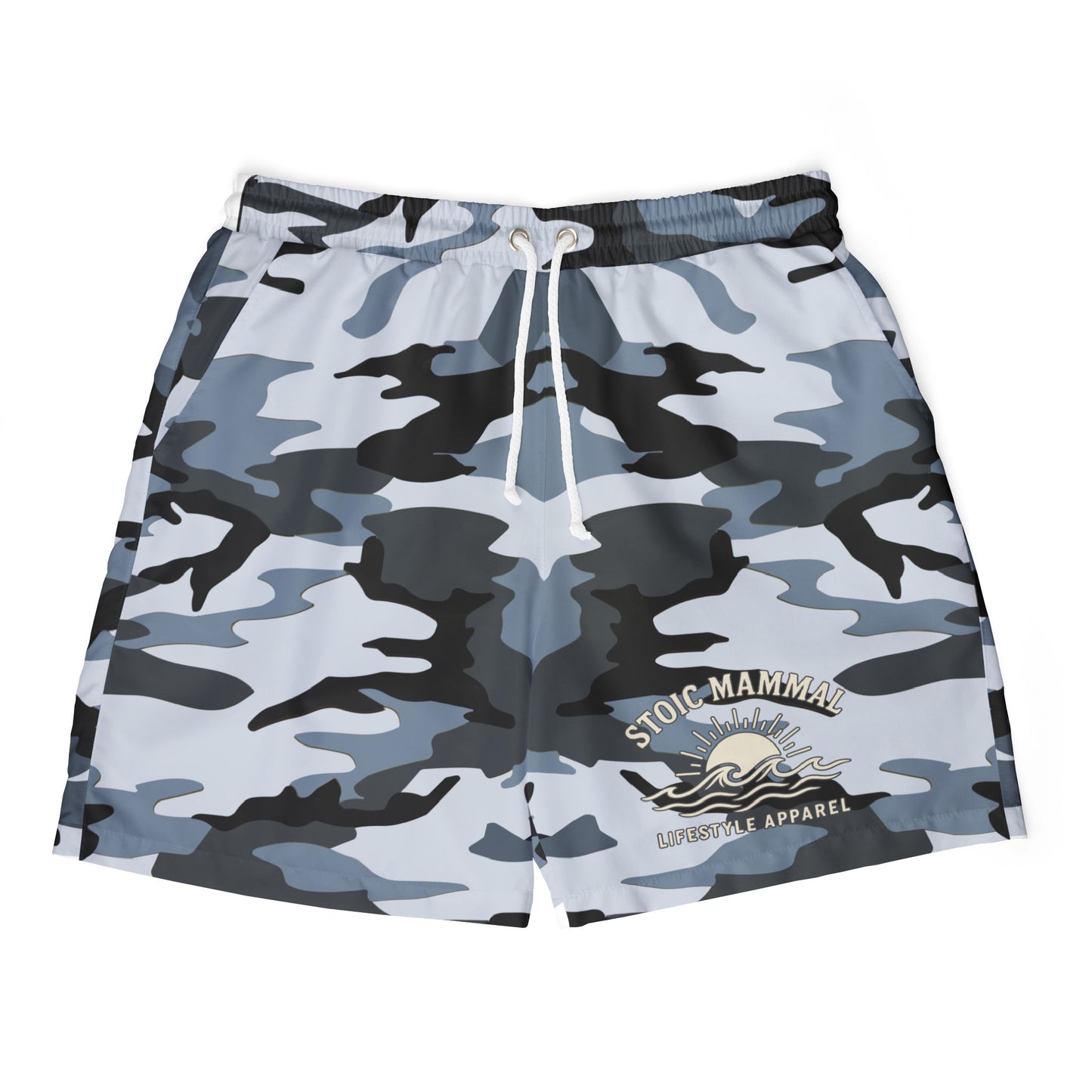 Coastal Shadow Camo Swim Shorts Stoic Mammal Tactical Trunks for Bold Water Warriors