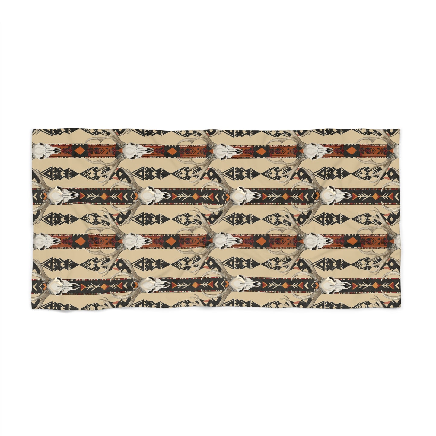 Tribal Deer Skull With Antlers Beach Towel