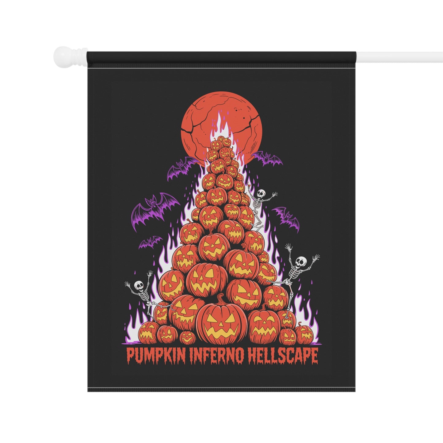 Pumpkin Inferno Hellscape Halloween Garden Banner, Spooky Outdoor Decor, Fall Flag, Fear the Flame Yard Art, Pumpkin Decorations