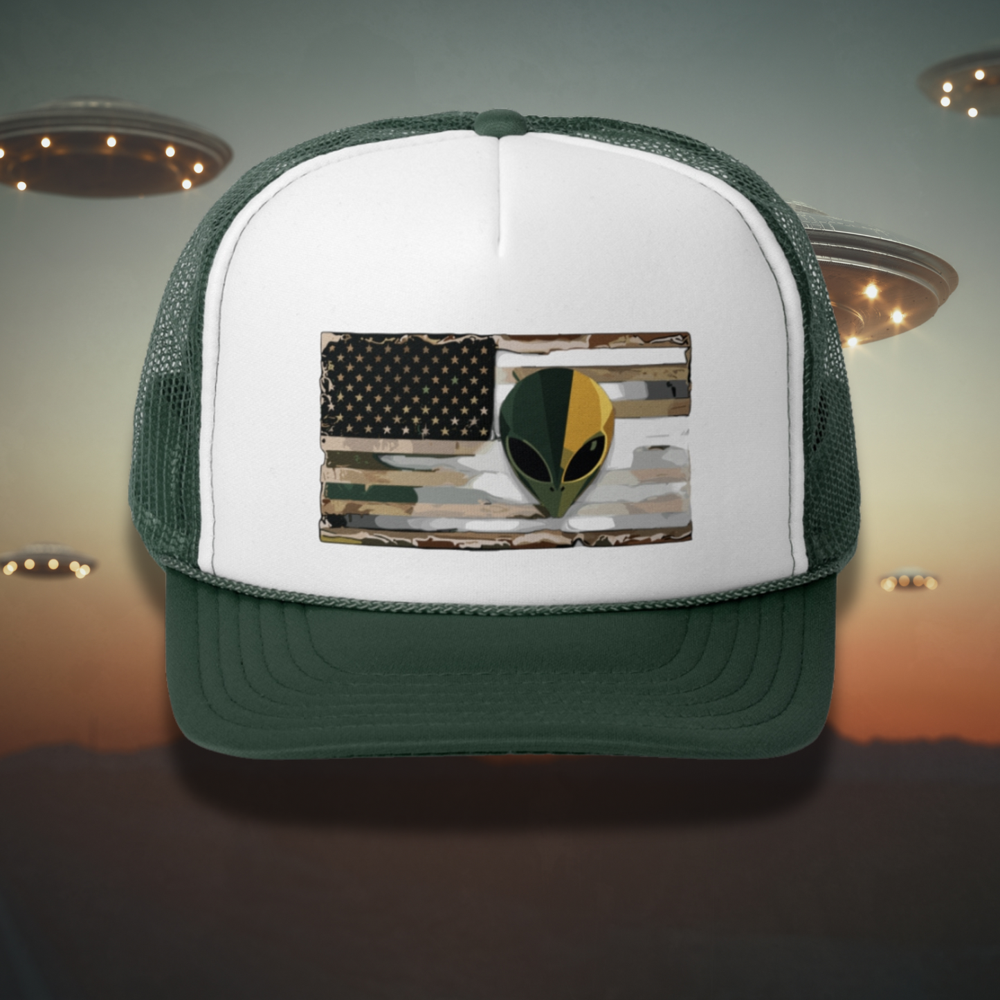 American Flag Alien Trucker Caps