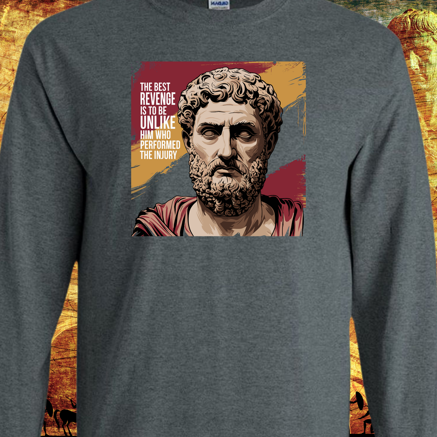 Marcus Aurelius Quote "The best revenge is to be unlike him who performed the injury" Unisex Ultra Cotton Long Sleeve Tee