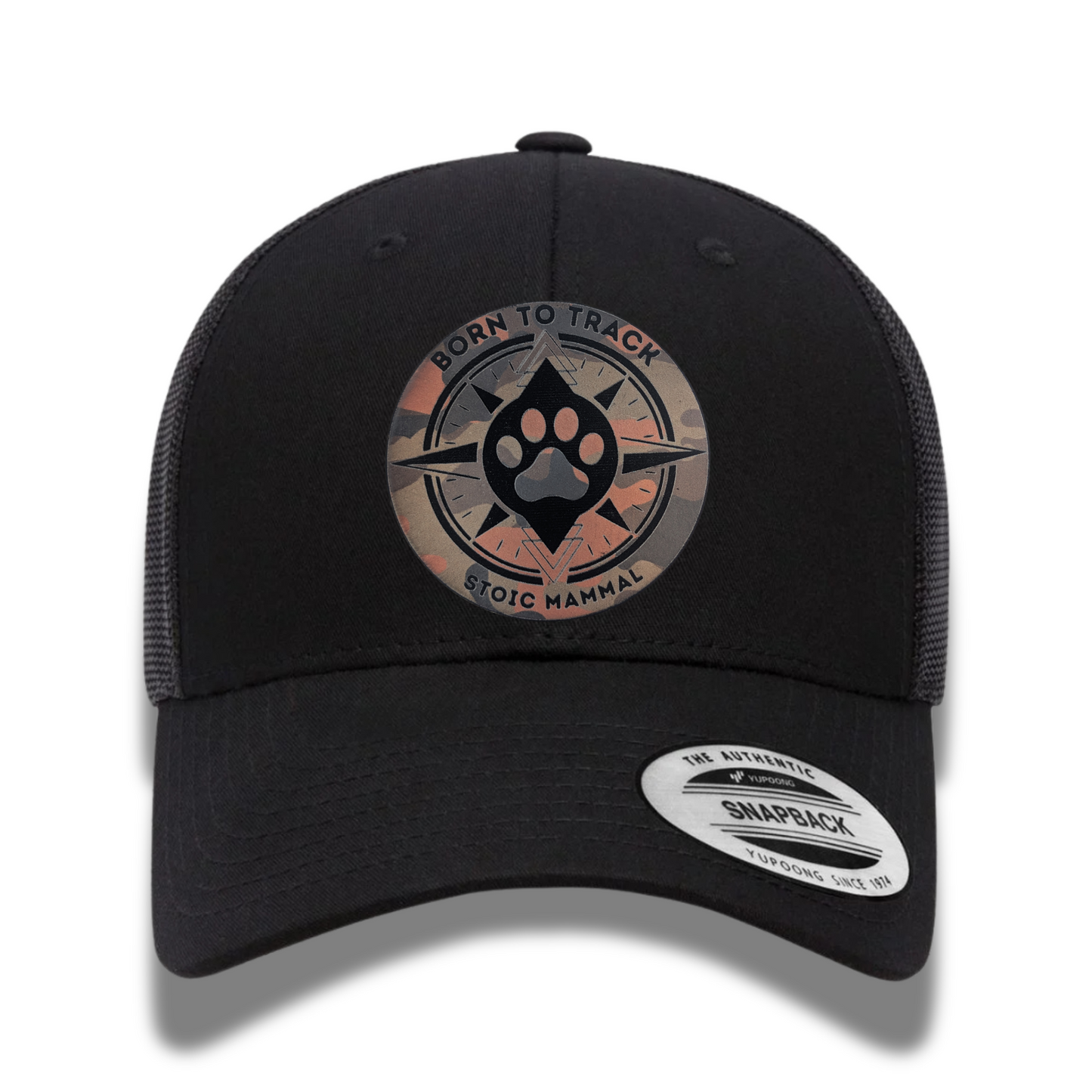 Born to Track Trucker Hat – Laser Engraved Camo Patch