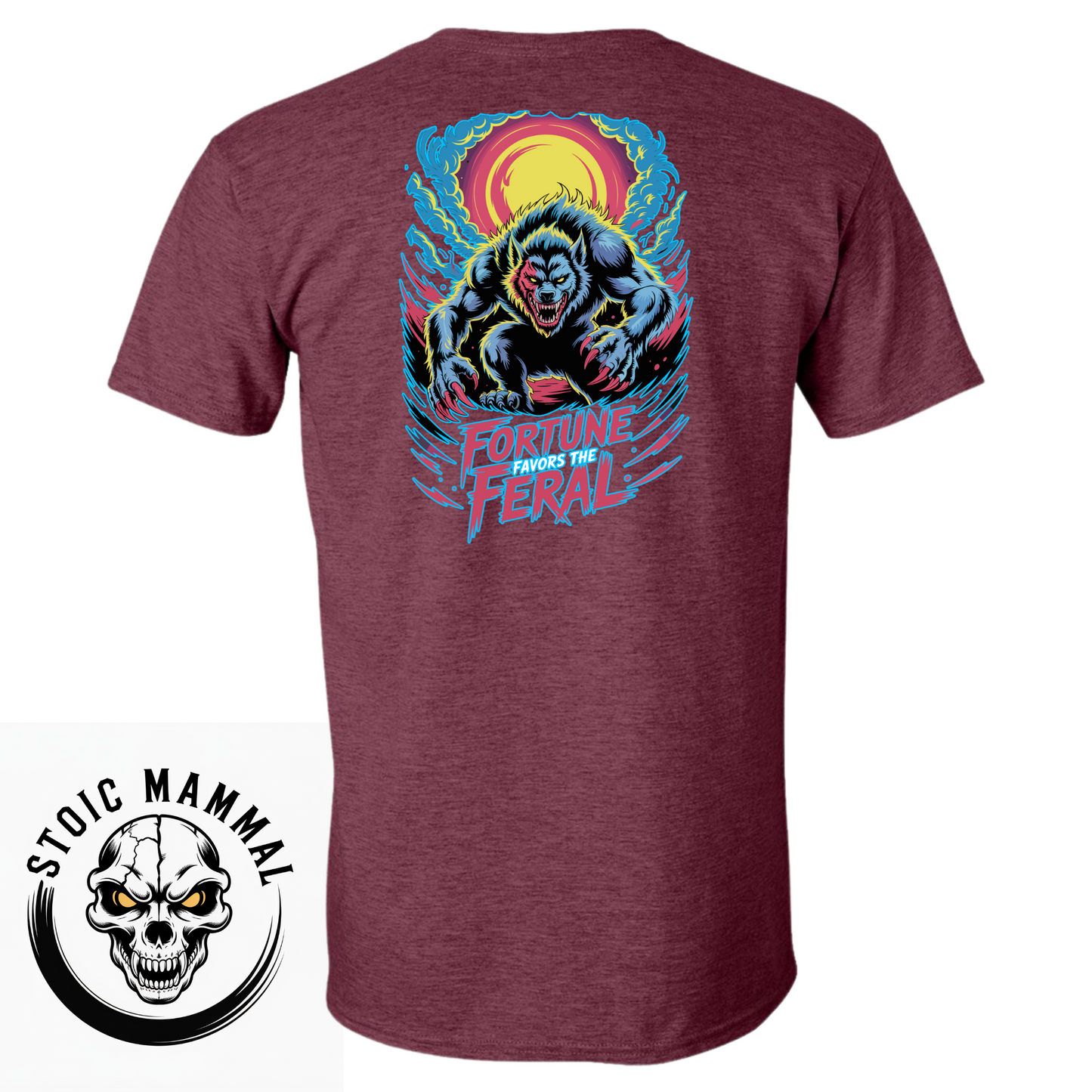 Fortune Favors The Feral Werewolf Graphic Halloween T-Shirt