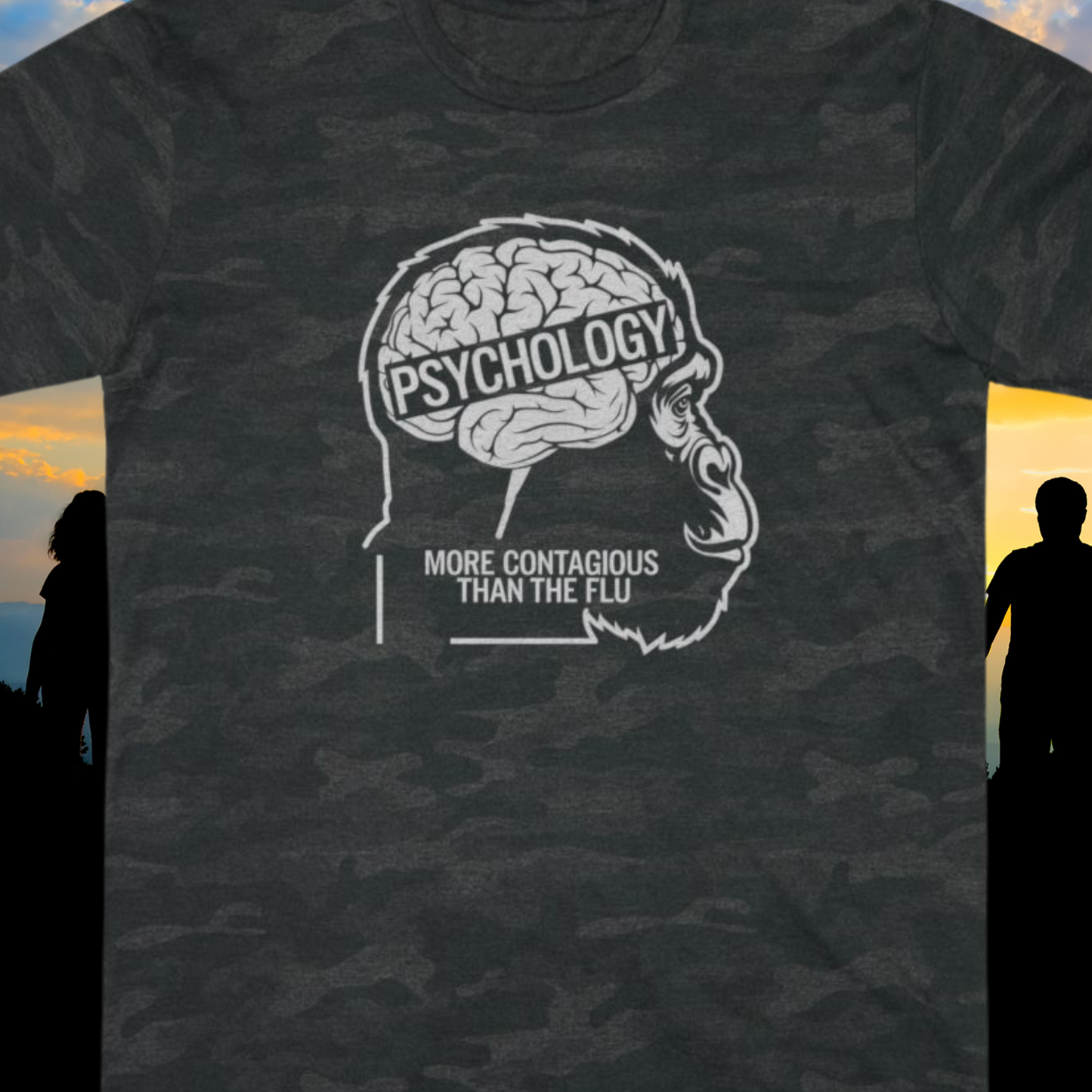 Psychology More Contagious Than The Flu Camo Primate T Shirt