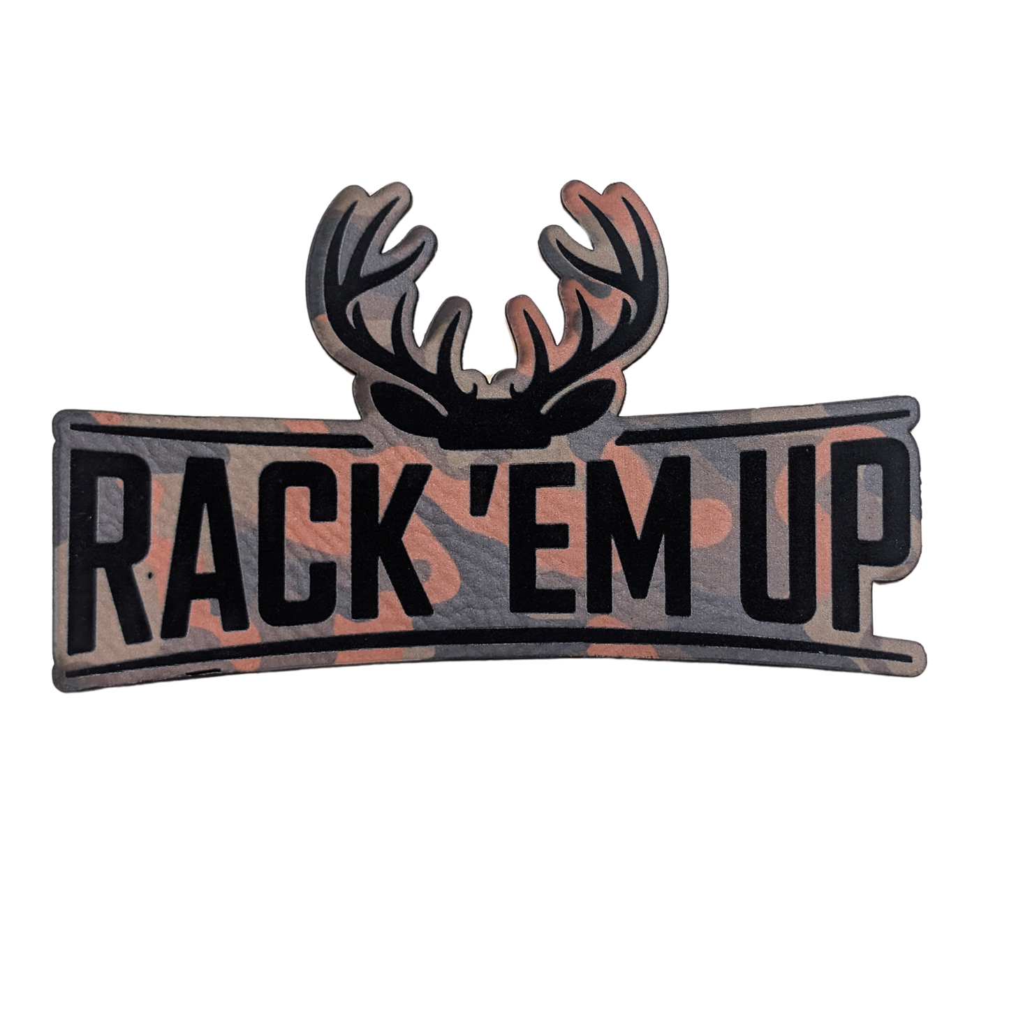 Rackem Up Rustic Orange Khaki Camo Patch 6 Panel Mesh Trucker Hat
