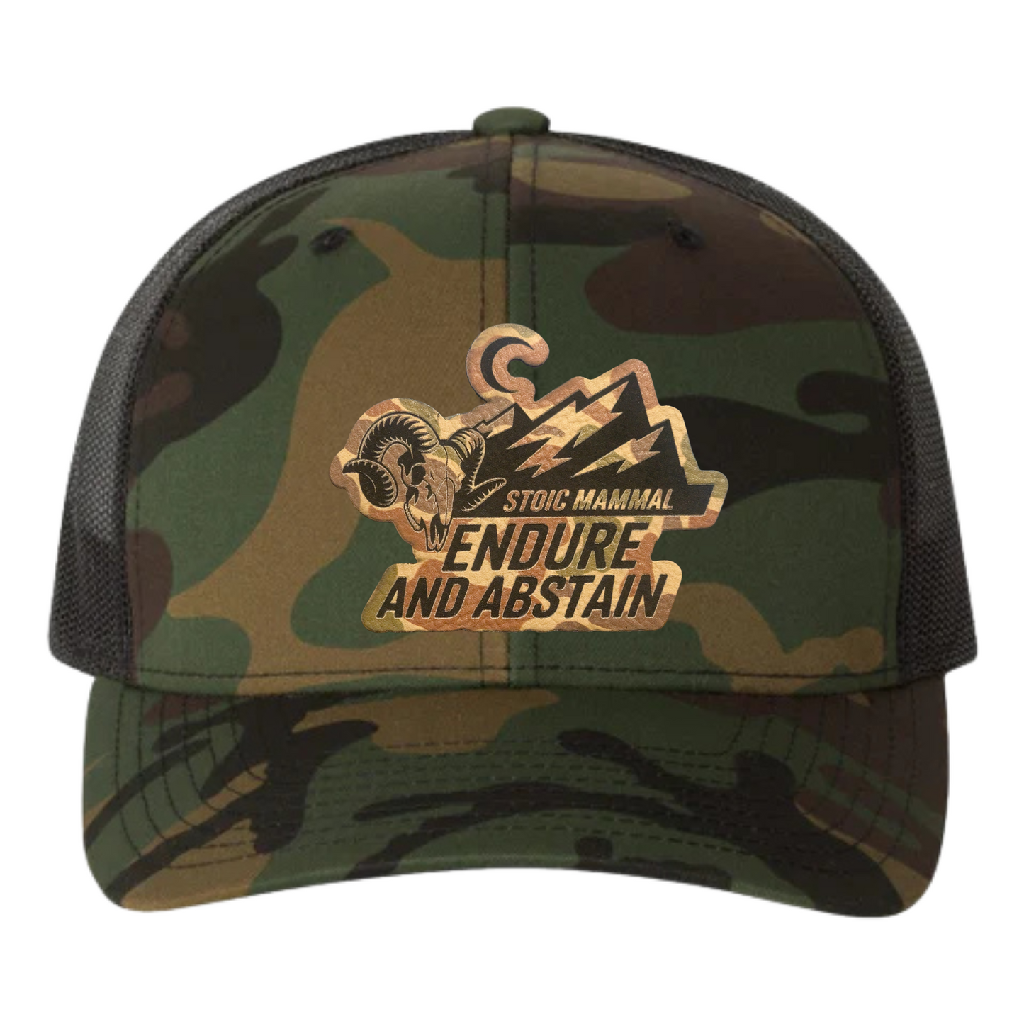 Stoic Mammal OD Green Camo Trucker Hat – Endure and Abstain