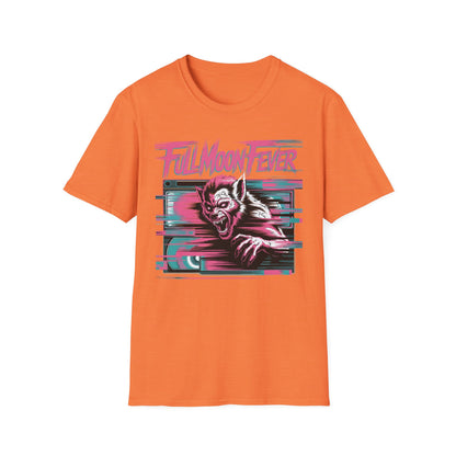 Full Moon Fever Retro  Werewolf VHS Glitch Graphic Halloween T-Shirt