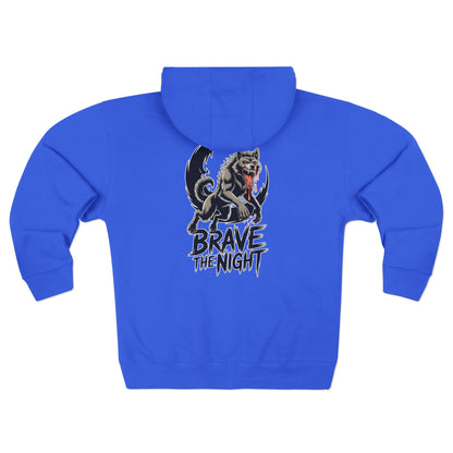 Brave the Night Hoodie, Unisex Zip Front Sweatshirt