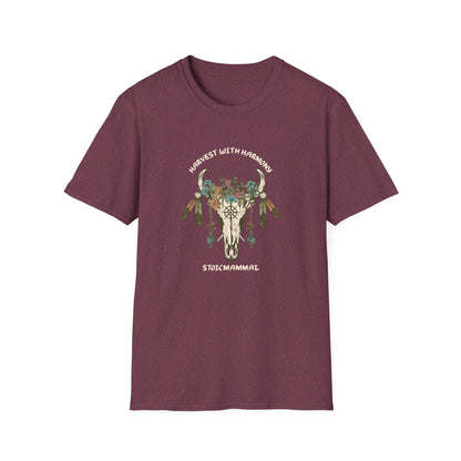 Harvest with Harmony Boho Skull Design T-Shirt