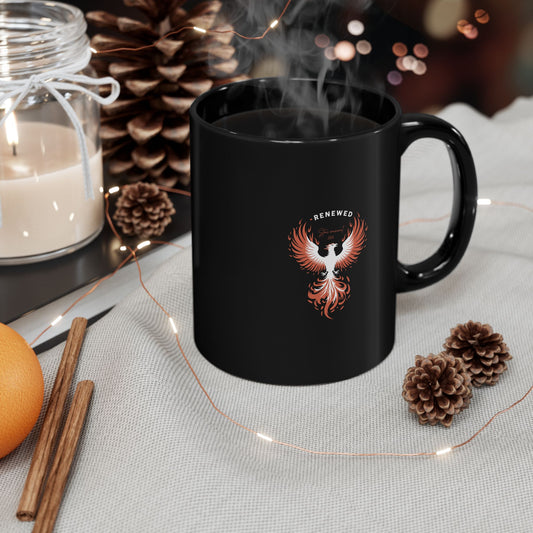 Renewed Rising Phoenix Classy Black Mug (11oz, 15oz)