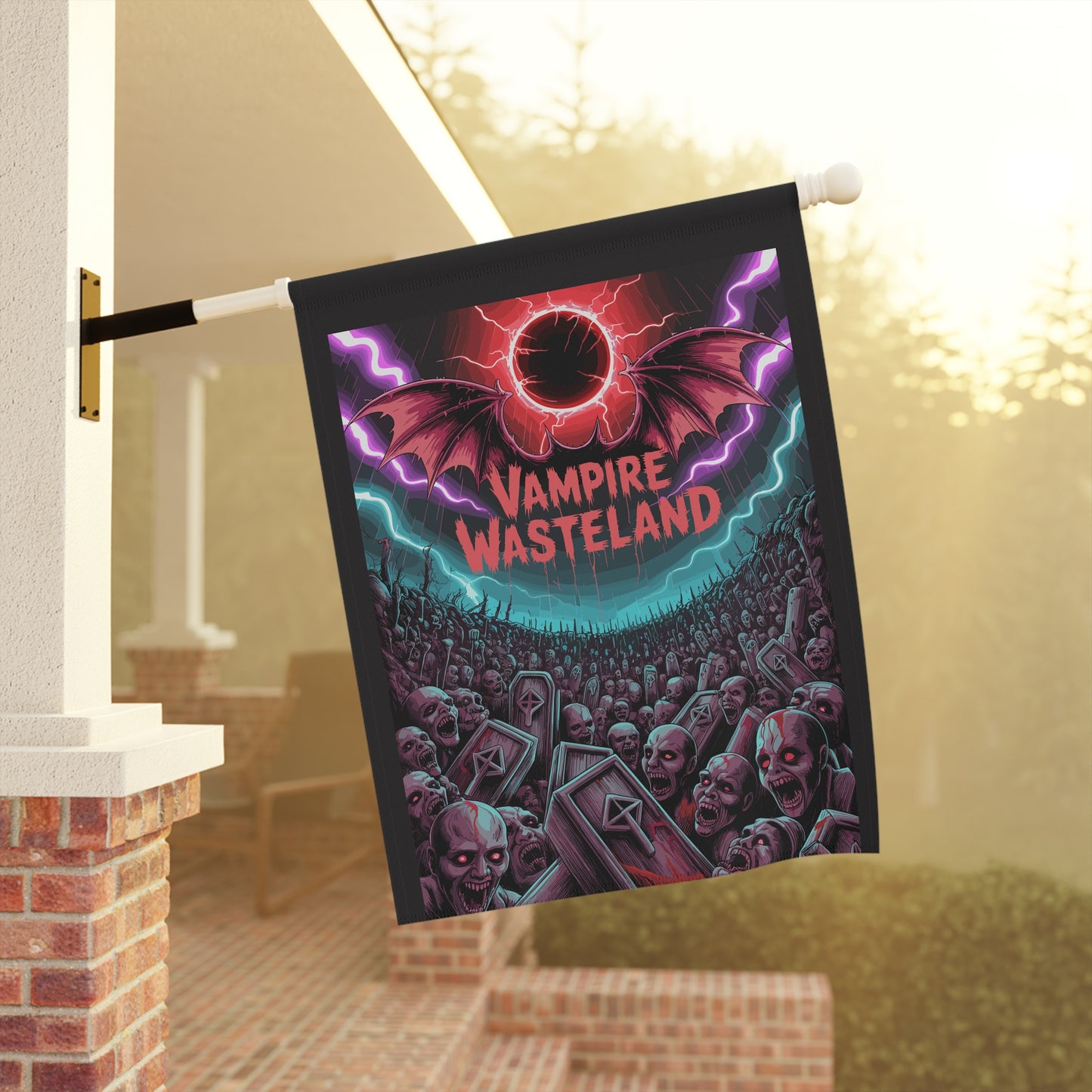 Vampire Wasteland Halloween Garden Banner, Spooky Outdoor Decor, Fall Flag, Fear the Flame Yard Art, Pumpkin Decorations