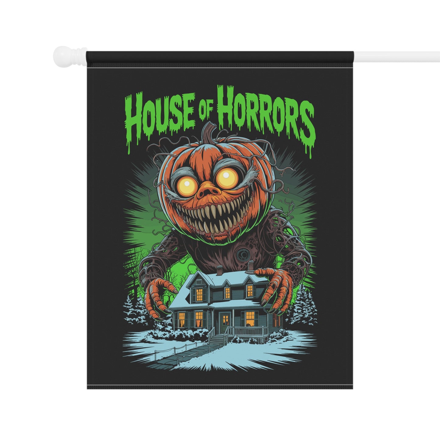 House Of Horrors Halloween Garden Banner, Spooky Outdoor Decor, Fall Flag, Yard Art, Pumpkin Decorations