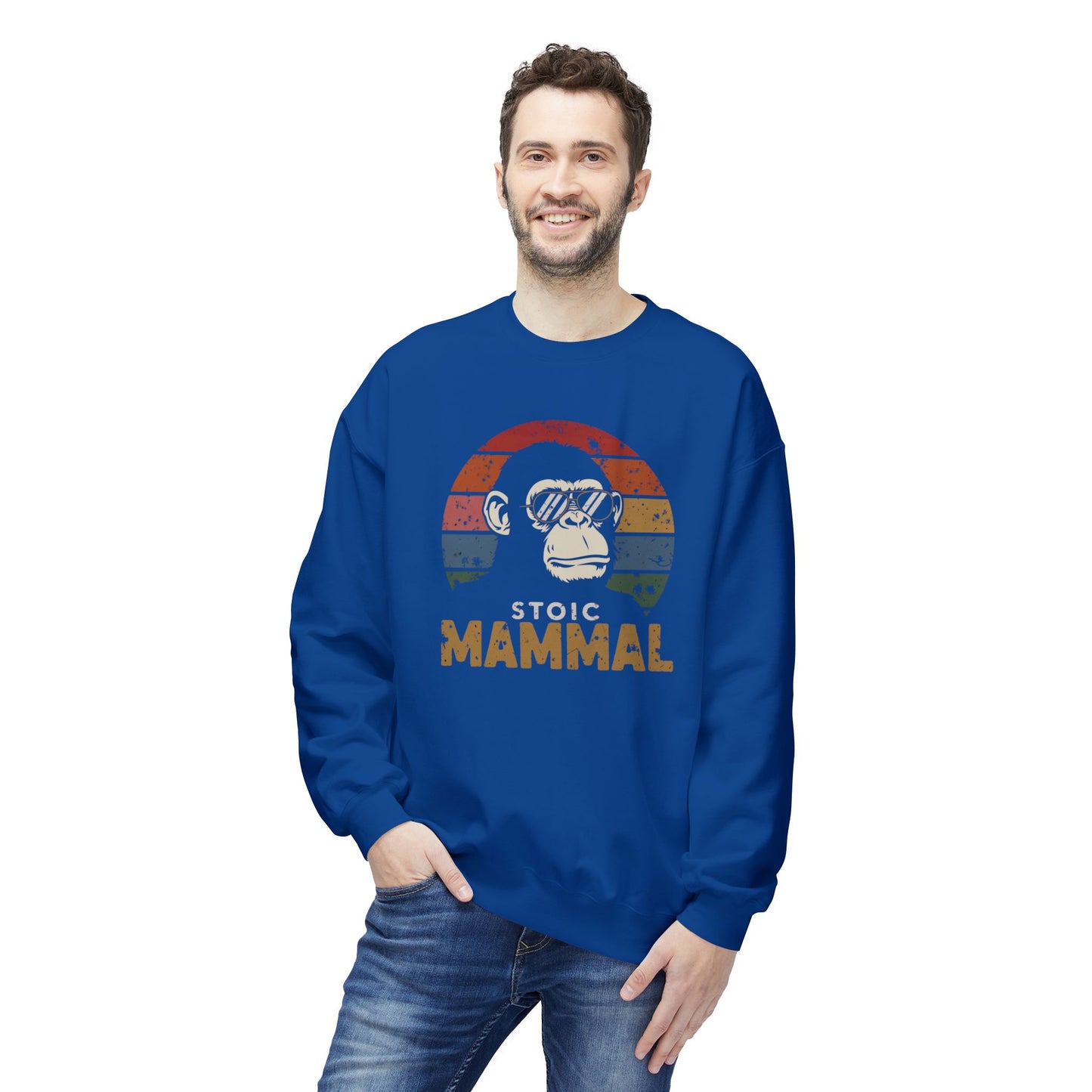 Stoic Mammal Chimp Chillin' Unisex Midweight Softstyle Fleece Crewneck Sweatshirt