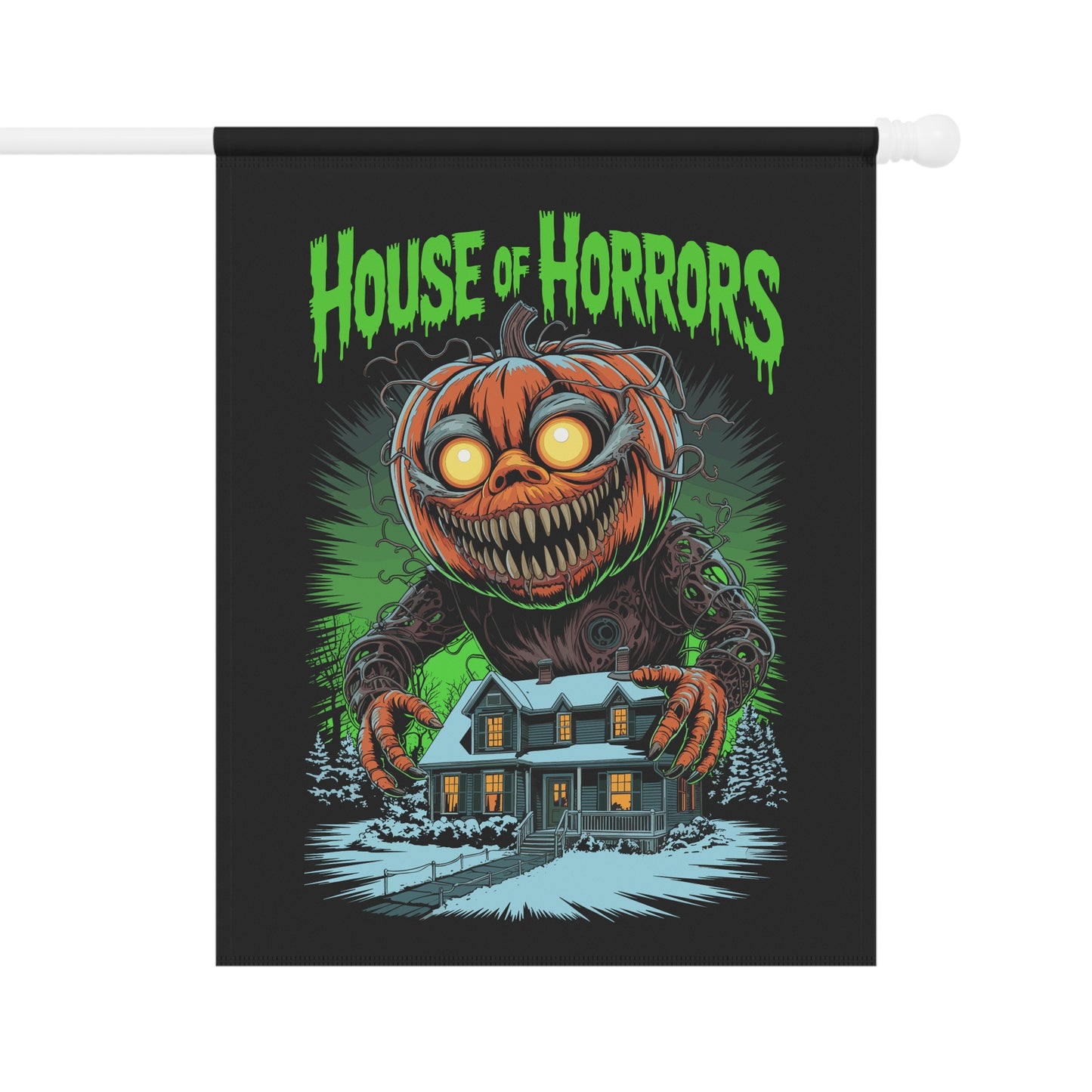 House Of Horrors Halloween Garden Banner, Spooky Outdoor Decor, Fall Flag, Yard Art, Pumpkin Decorations