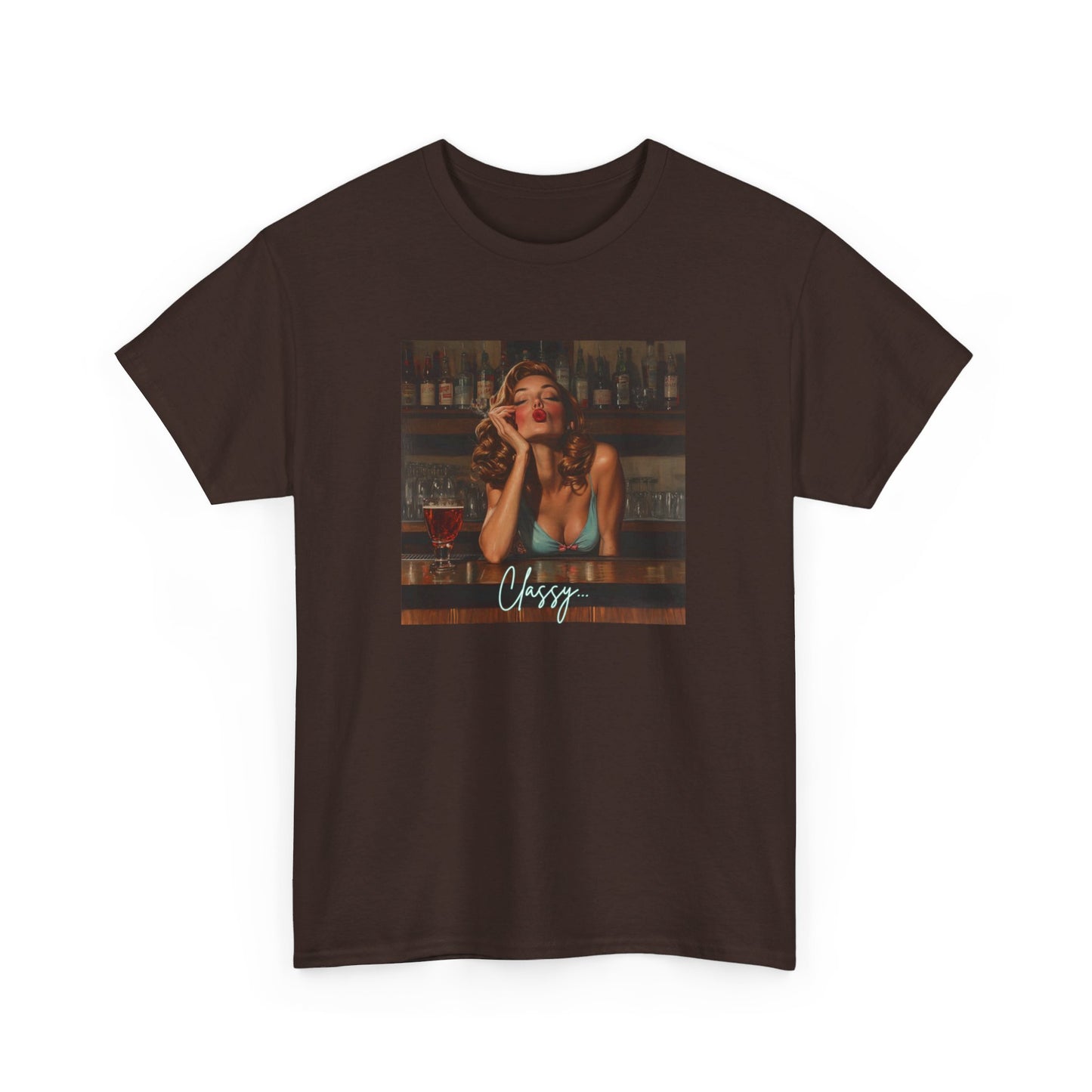 Classy Pin Up Girl In A Bar T Shirt