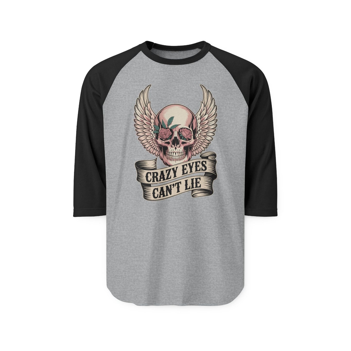 Crazy Eyes Can't Lie Stoic Mammal Album Tattoo Style Raglan Shirt