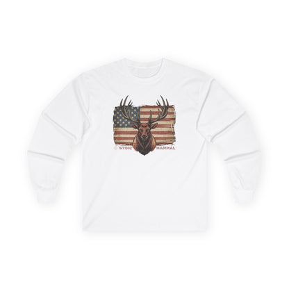 Elk Hunter Patriotic Long Sleeve Tee
