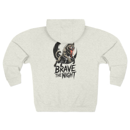 Brave the Night Hoodie, Unisex Zip Front Sweatshirt