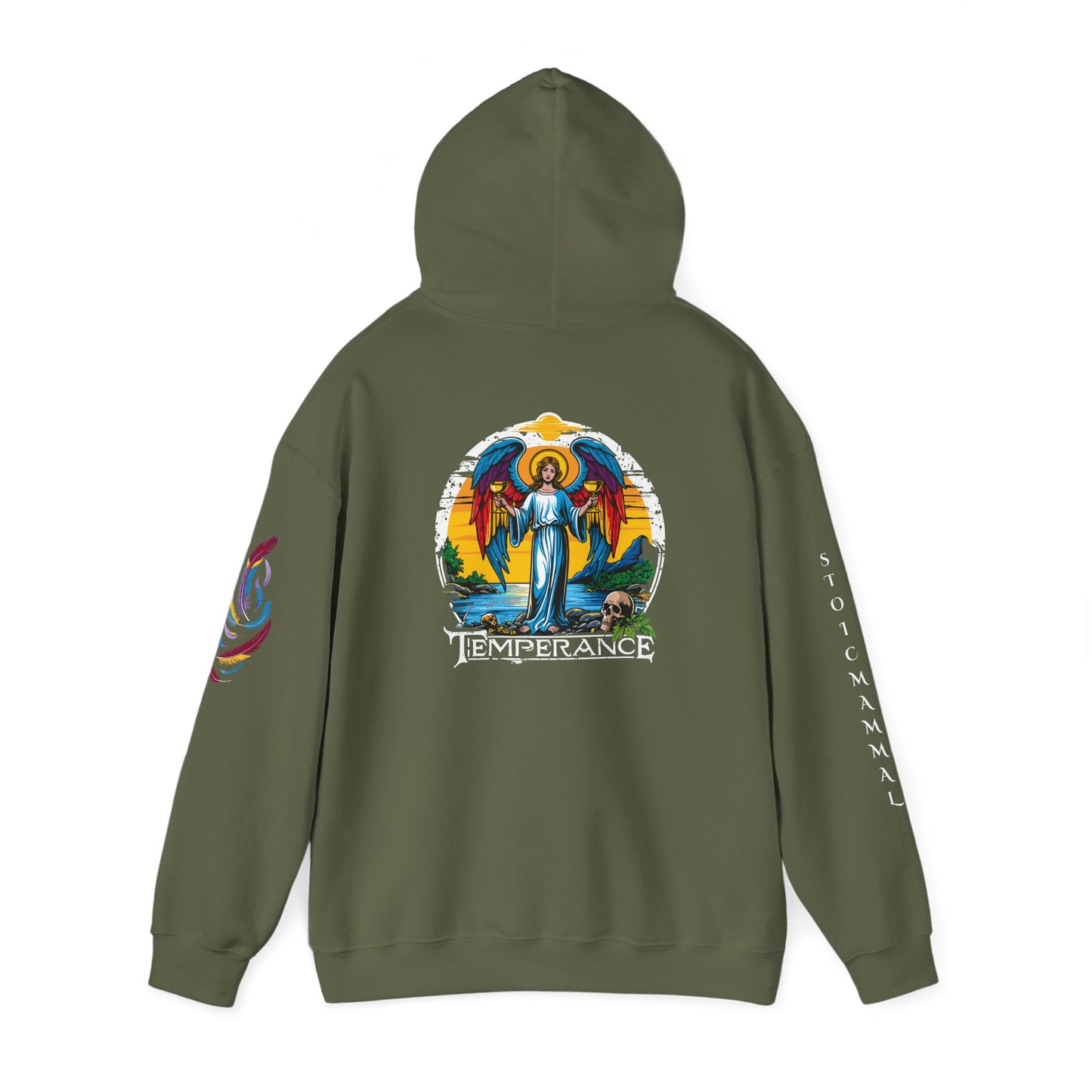 Temperance Angelic Back Sleeved And Front Designed Hooded Sweatshirt