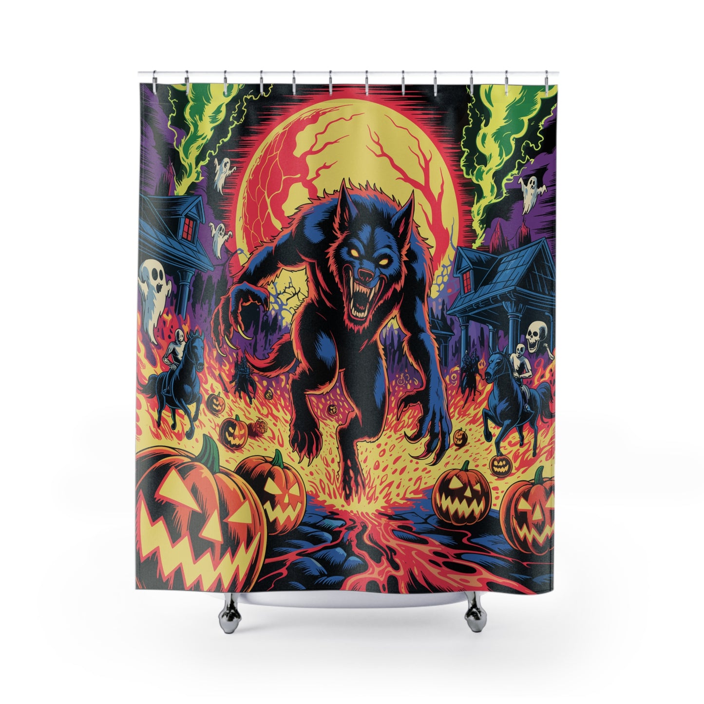 Spooktacular Halloween Shower Curtain, Gothic Decor, Werewolf Bathroom Accessory, Halloween Party Decor, Unique Gift Idea
