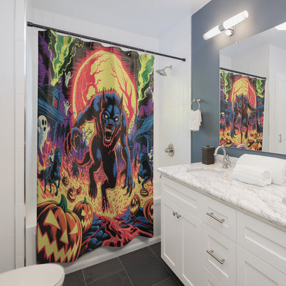 Spooktacular Halloween Shower Curtain, Gothic Decor, Werewolf Bathroom Accessory, Halloween Party Decor, Unique Gift Idea