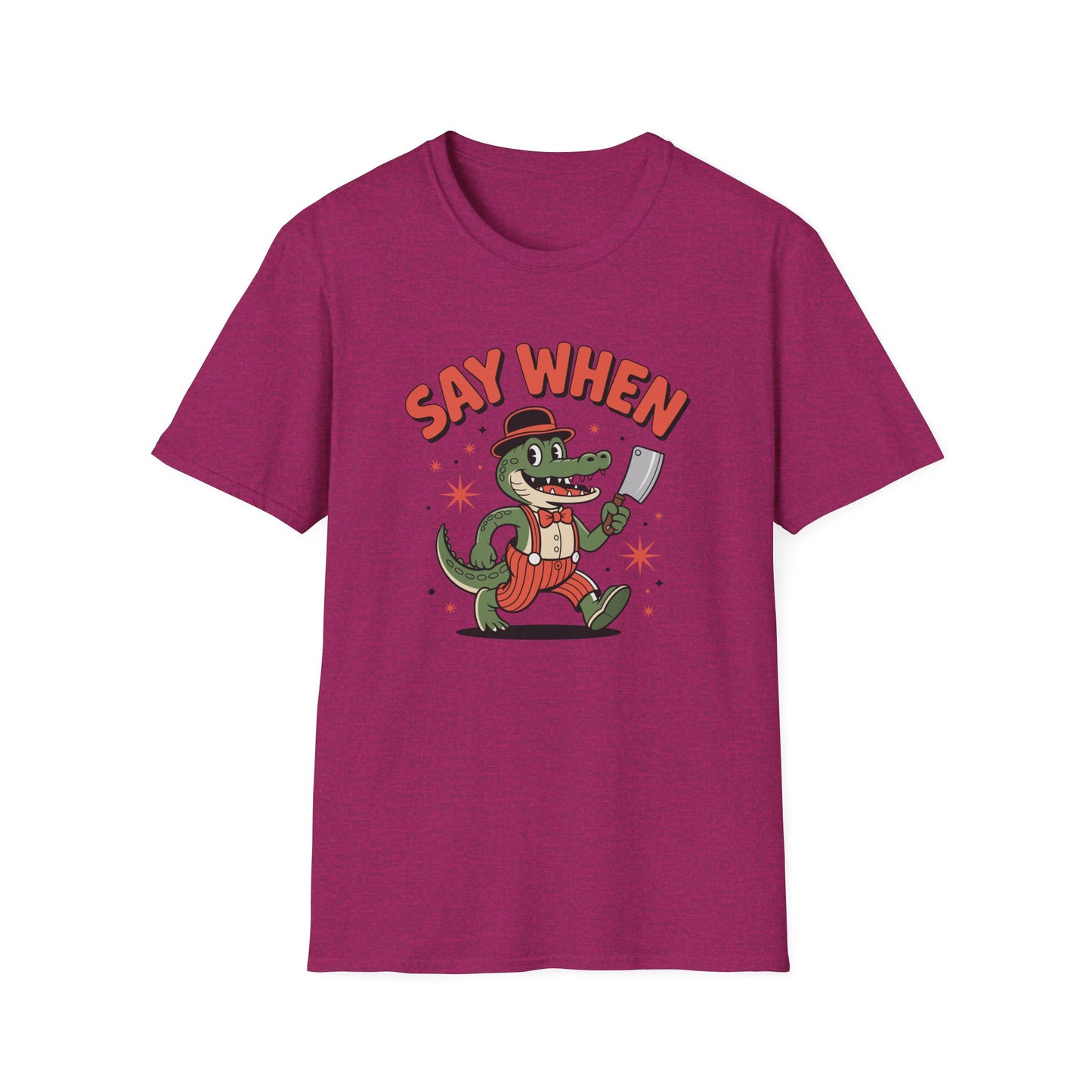 Snappy Joe Say When T-Shirt  Retro Crocodile Cartoon Cleaver Tee