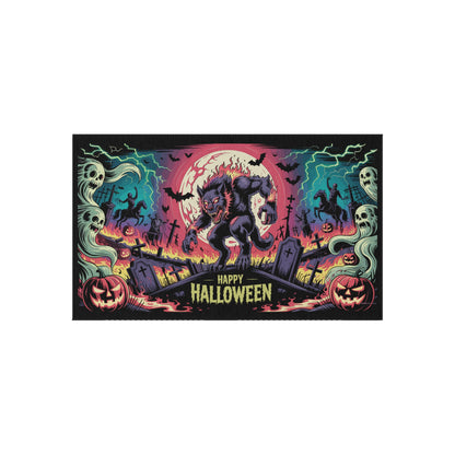 Halloween Outdoor Rug, Spooky Floor Mat, Werewolf Decor, Seasonal Home Accent, Trick or Treat Mat